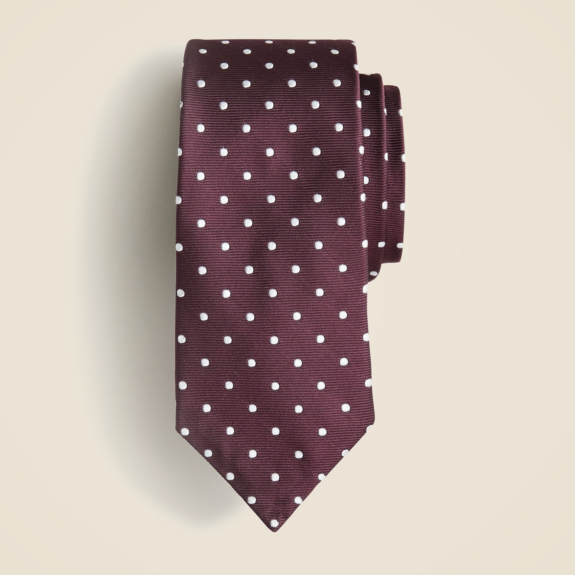 mens Italian silk repp tie in dot