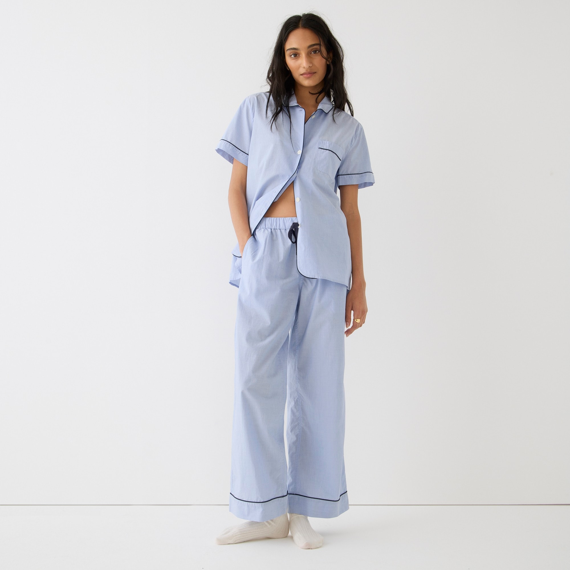 womens End-on-end cotton pajama pant set