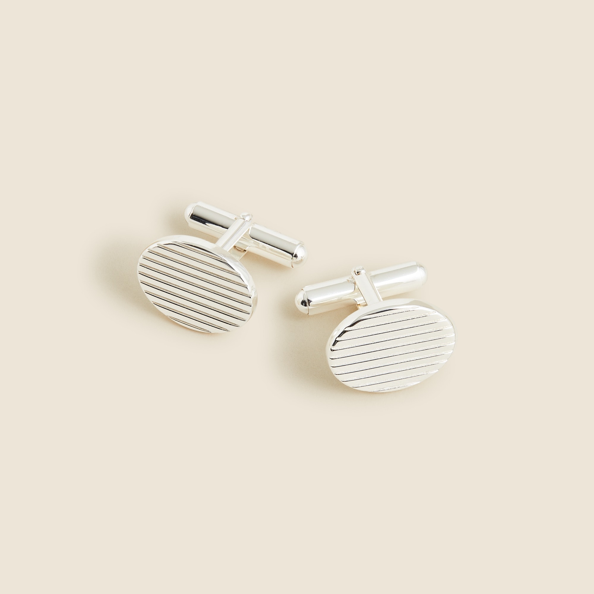 mens Sterling silver oval cuff links