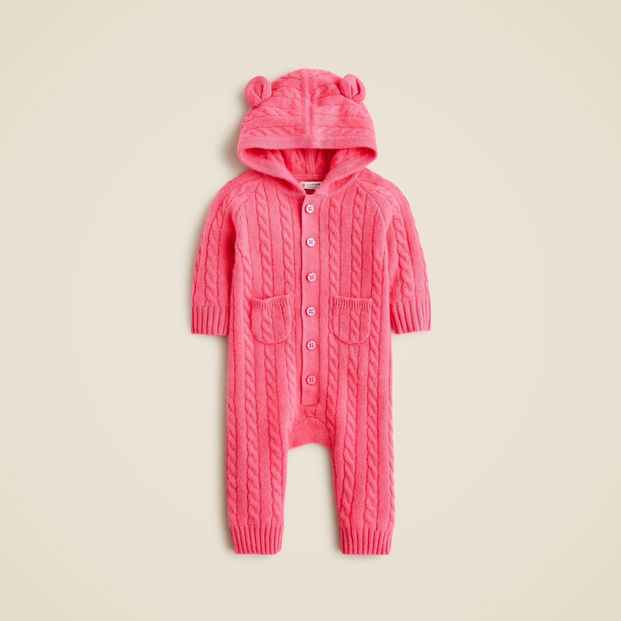 babys Limited-edition baby cashmere cable-knit bear one-piece