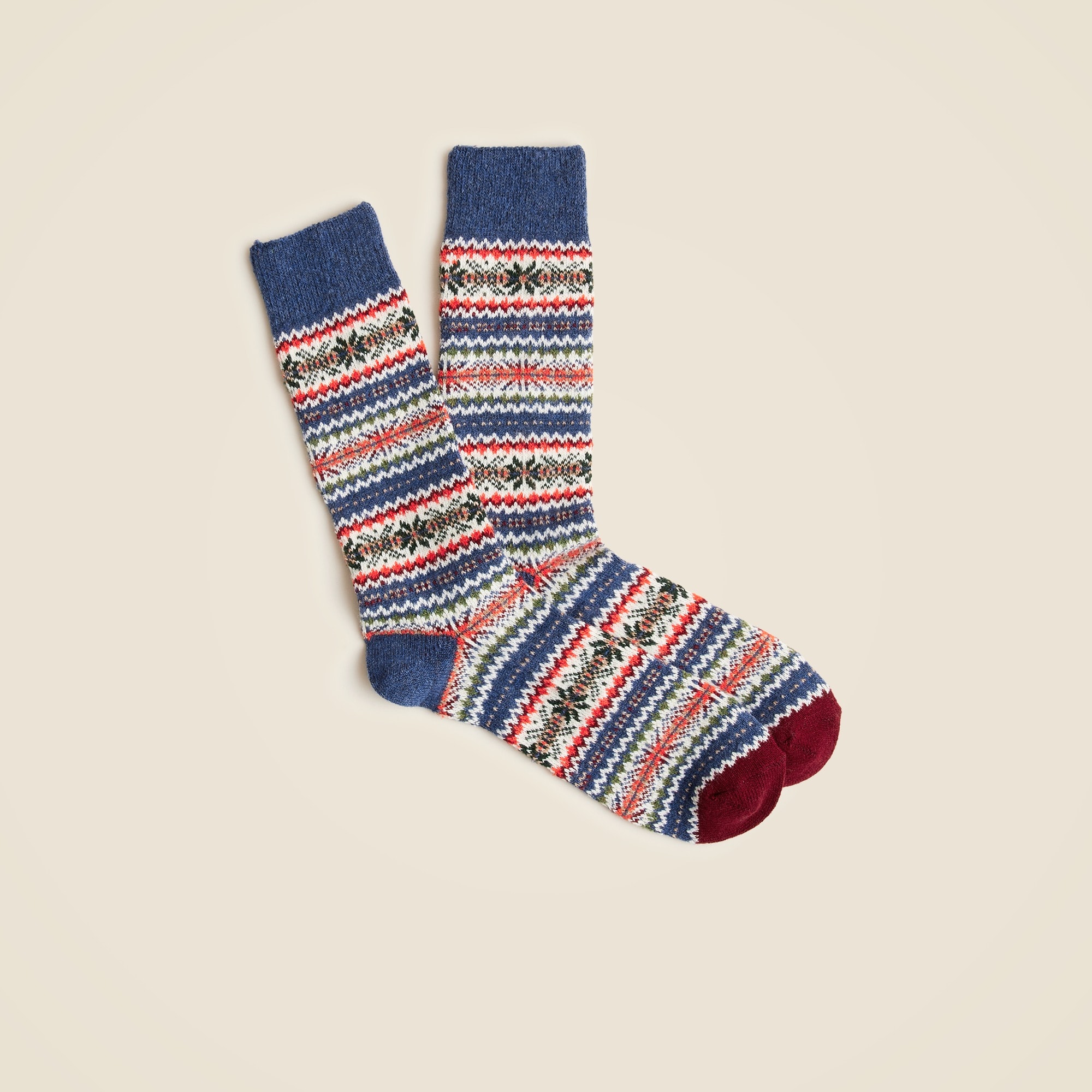  Lambswool-blend Fair Isle socks