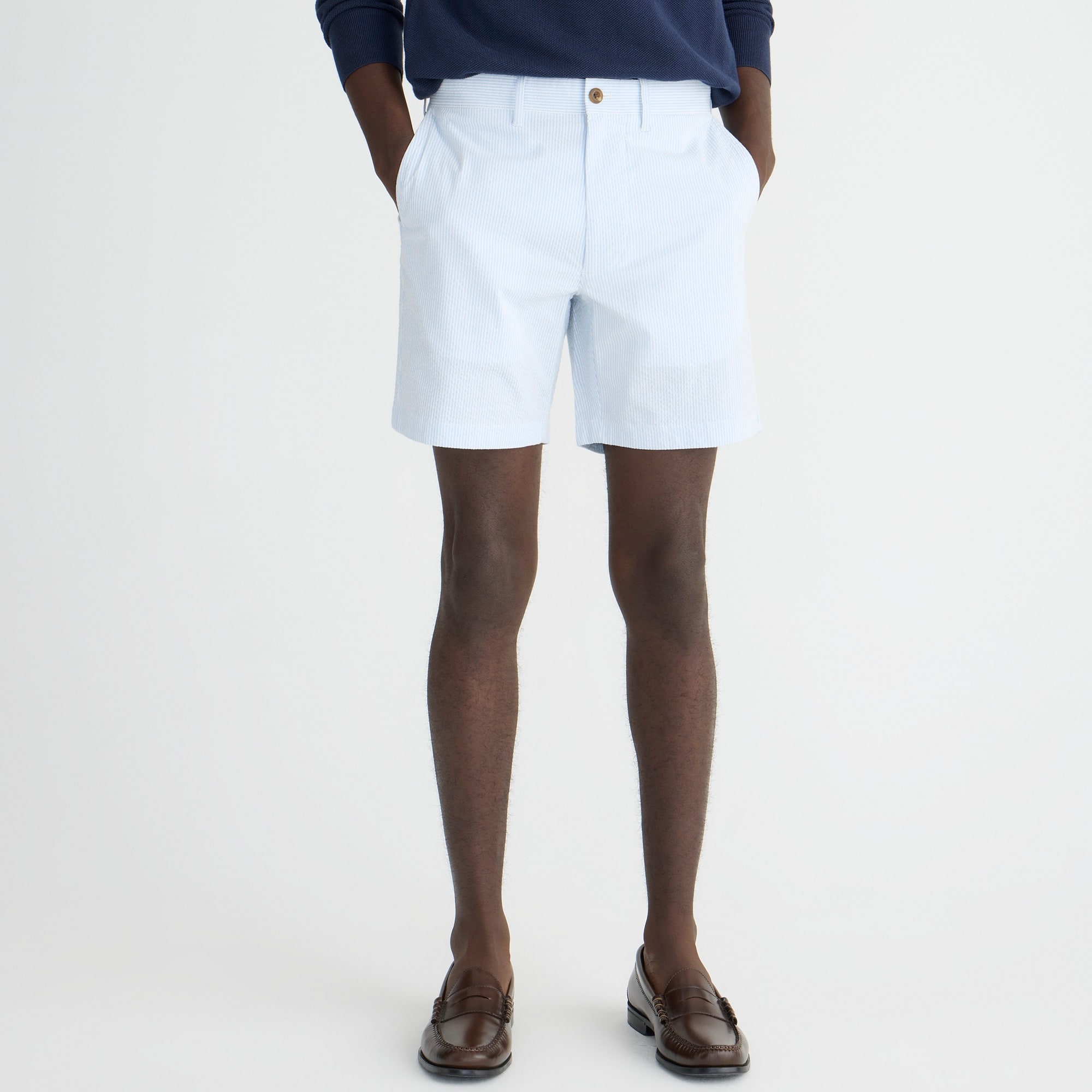 mens 7&quot; stretch seersucker short