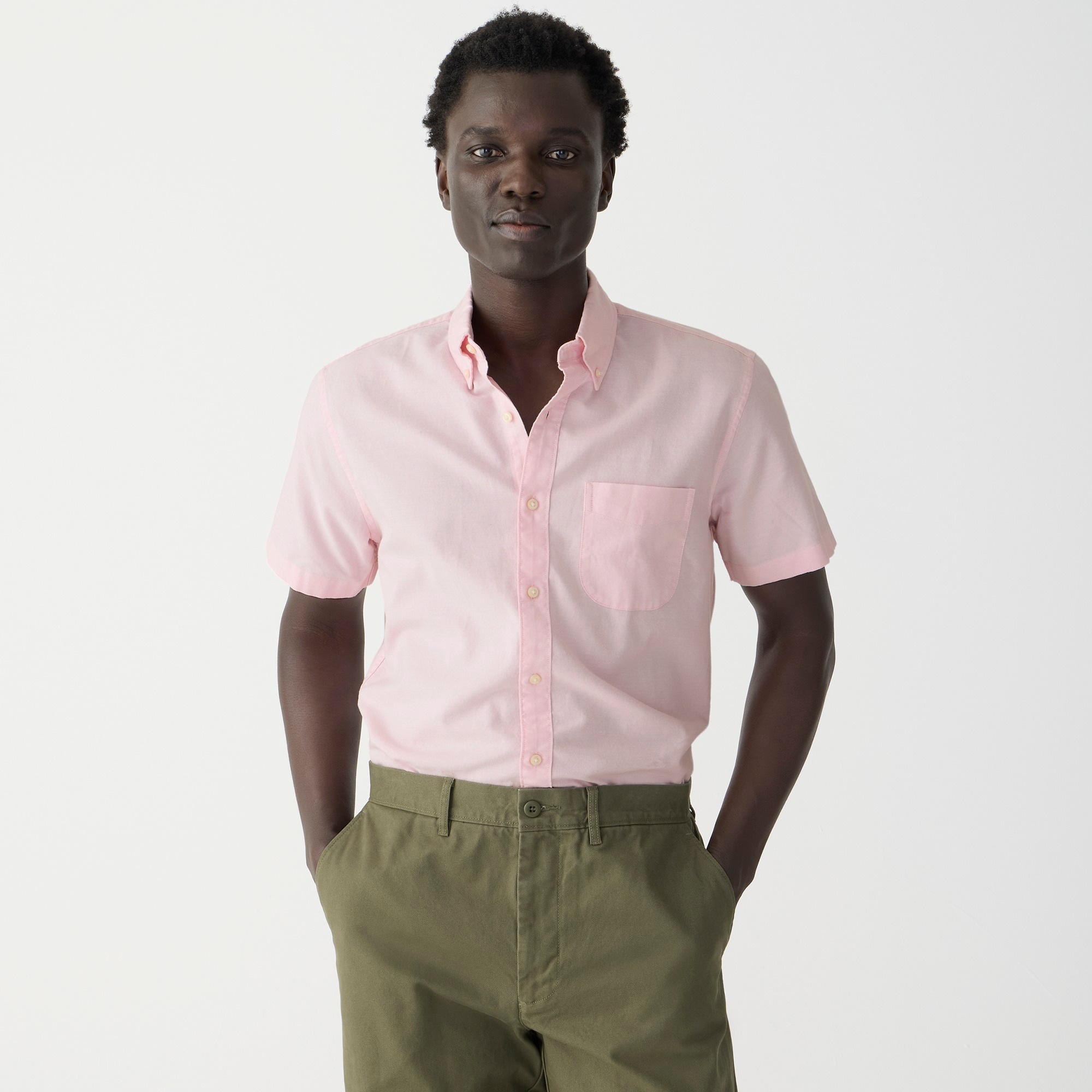  Short-sleeve Broken-in organic cotton oxford shirt