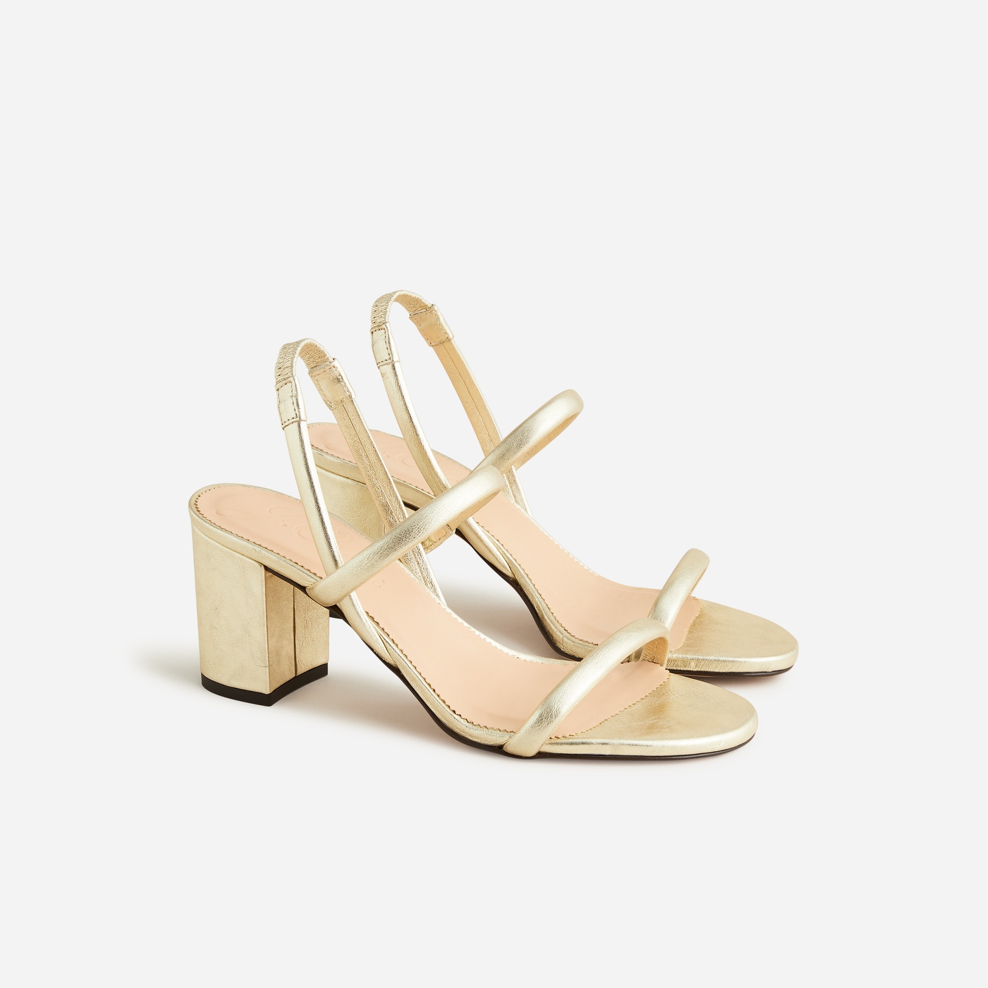  Lucie slingback block-heel sandals in metallic leather