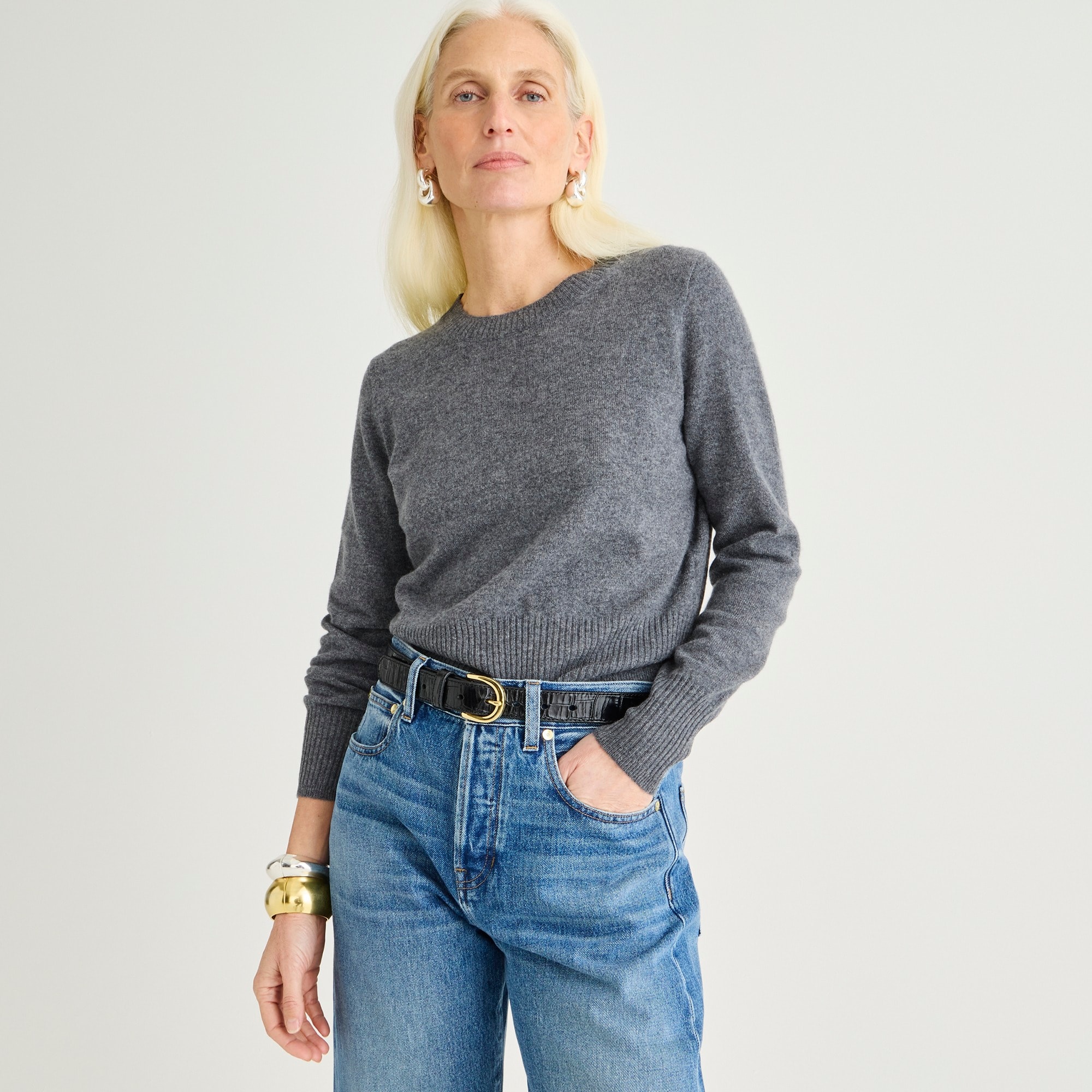 womens Cashmere shrunken crewneck sweater