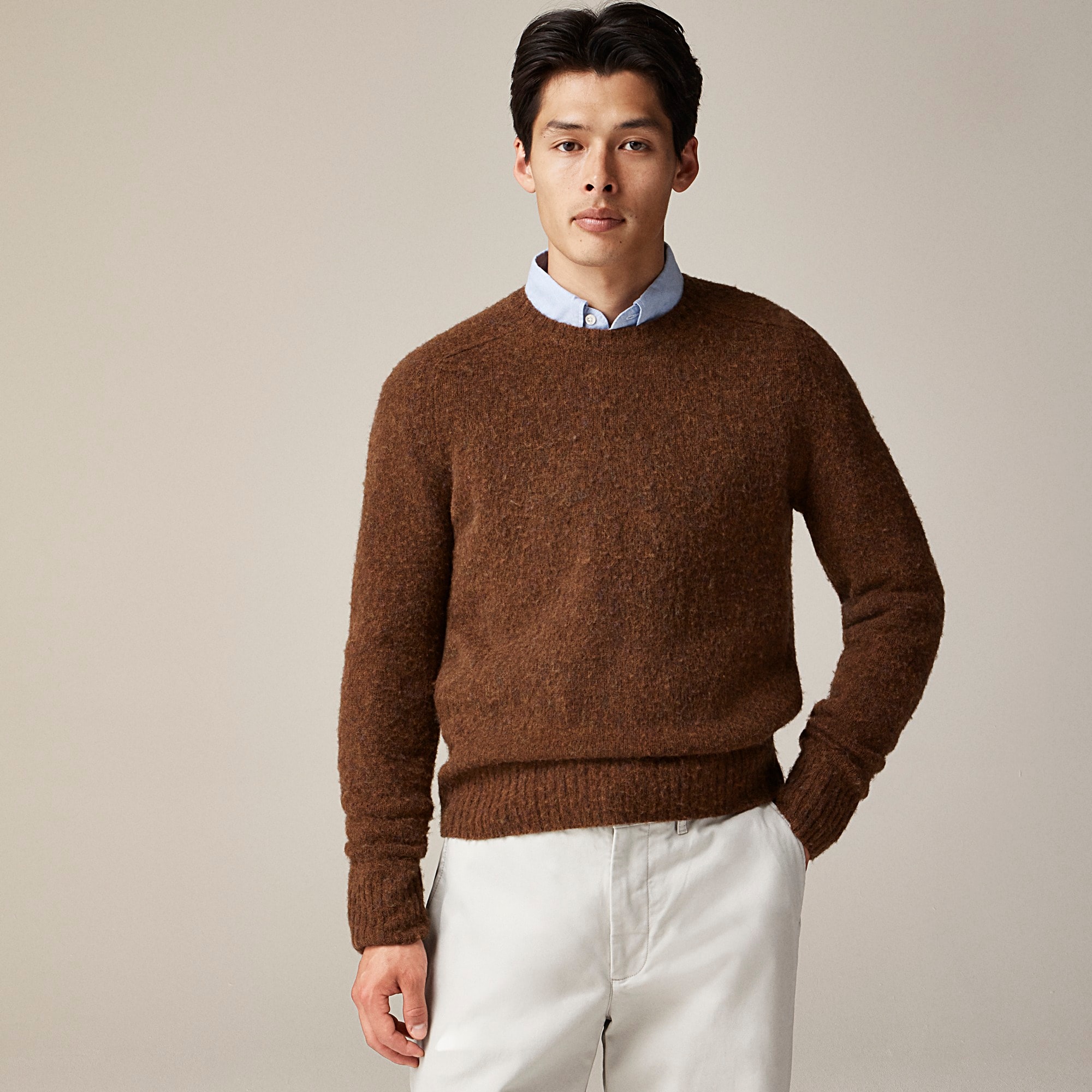 mens Brushed wool crewneck sweater