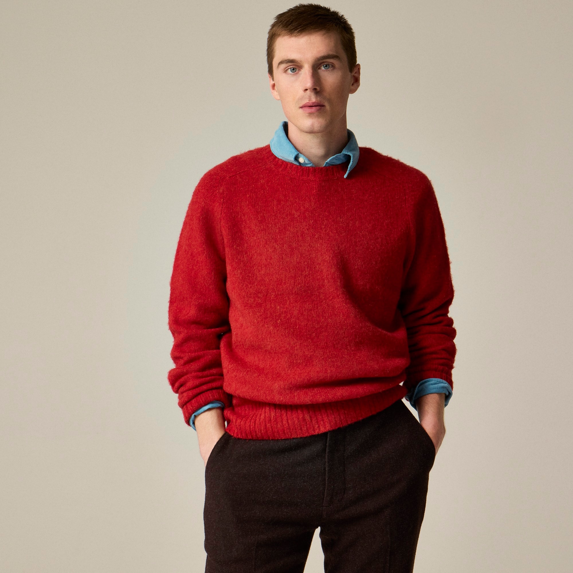 mens Brushed wool crewneck sweater