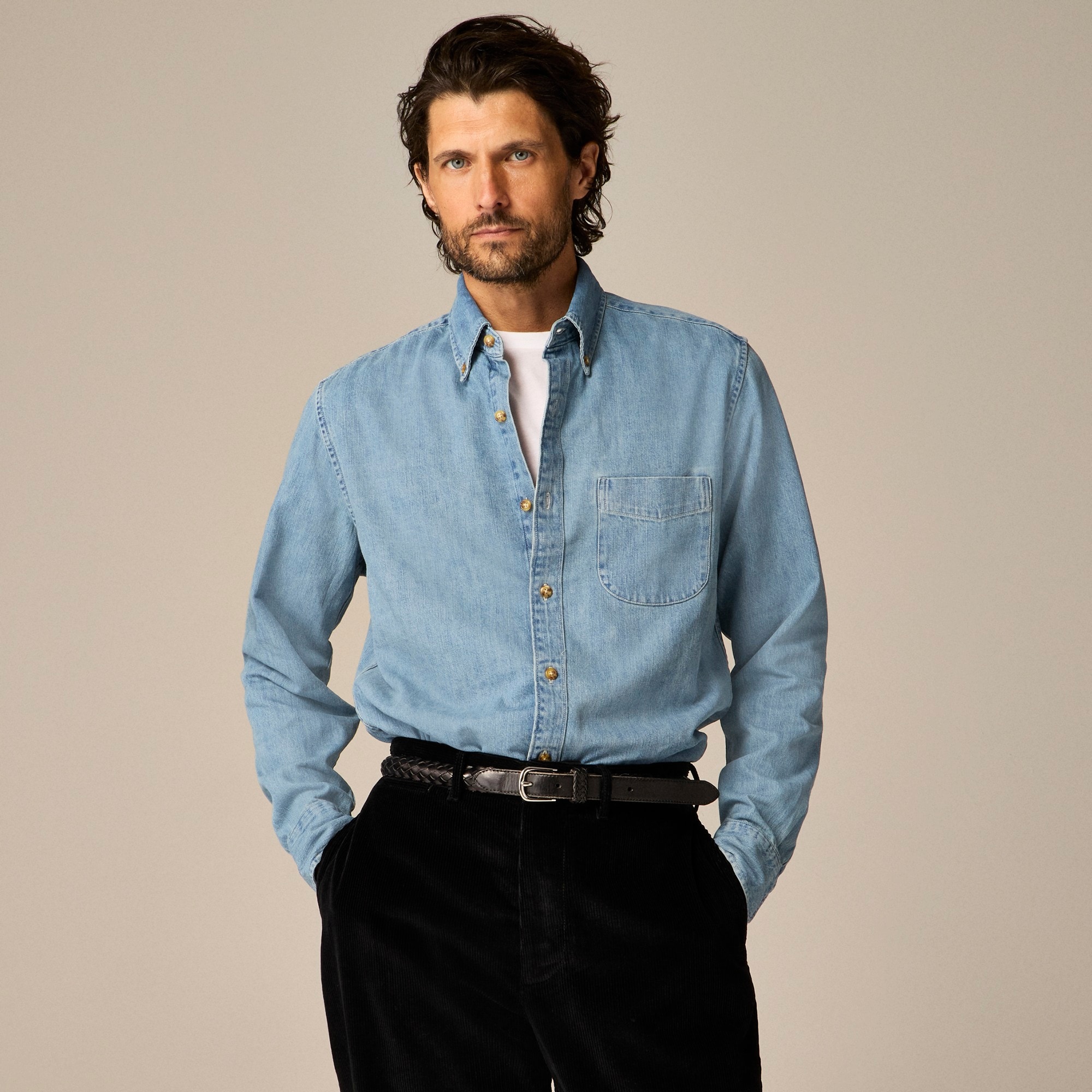 j.crew: midweight denim workshirt for men