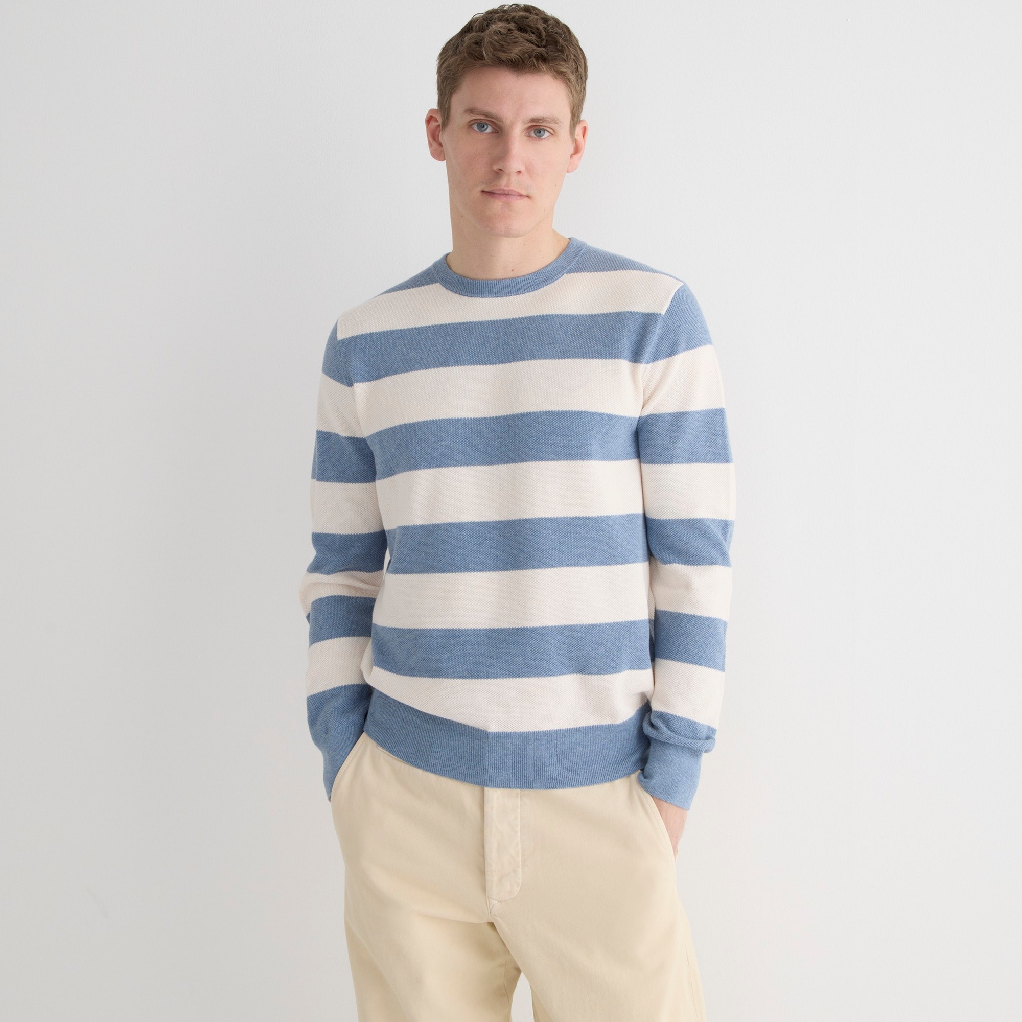 mens Cotton piqu&eacute;-stitch sweater in stripe