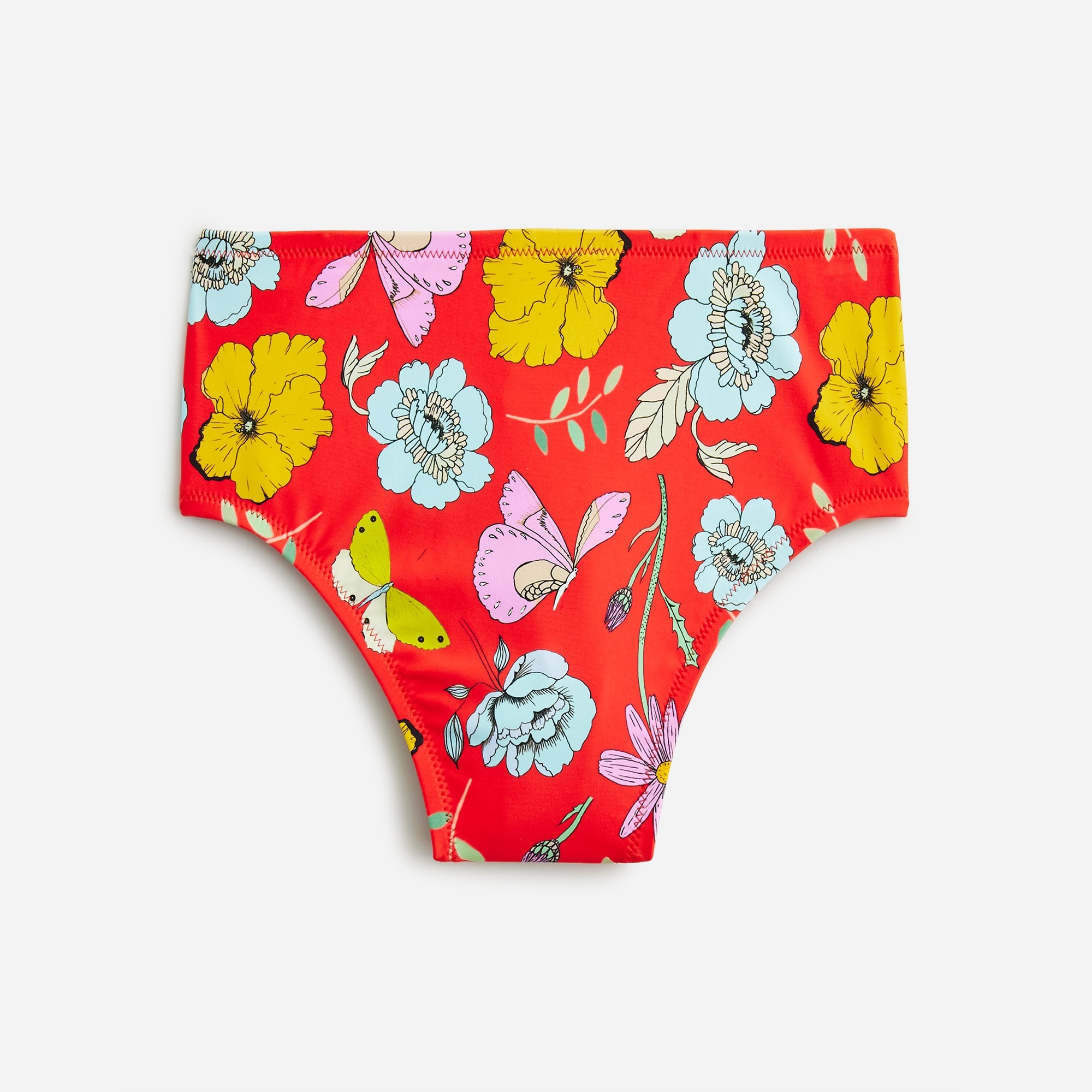  Dauphinette X J.Crew high-rise full-coverage bikini bottom in red blooms