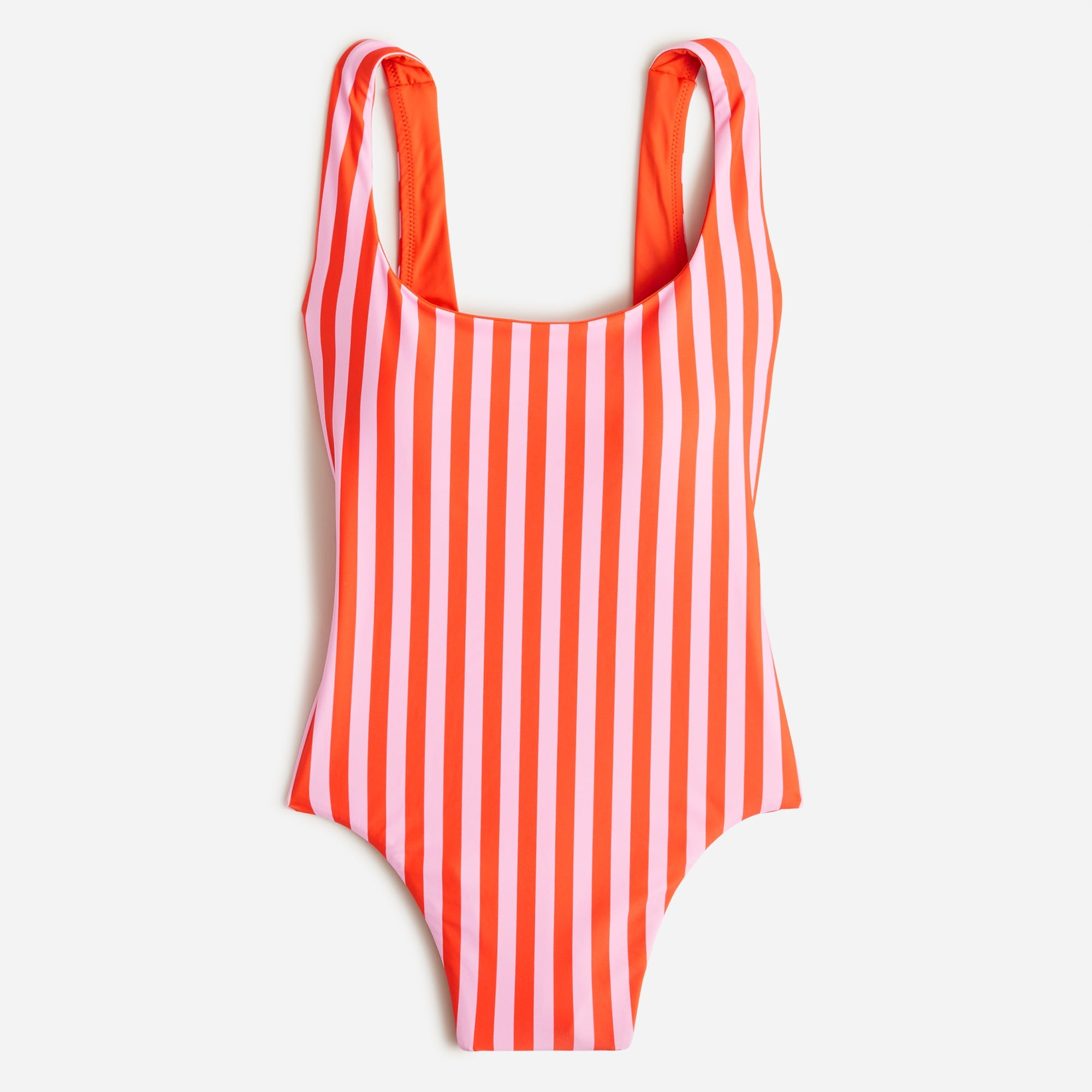  Scoopneck one-piece swimsuit in reversible pink stripe