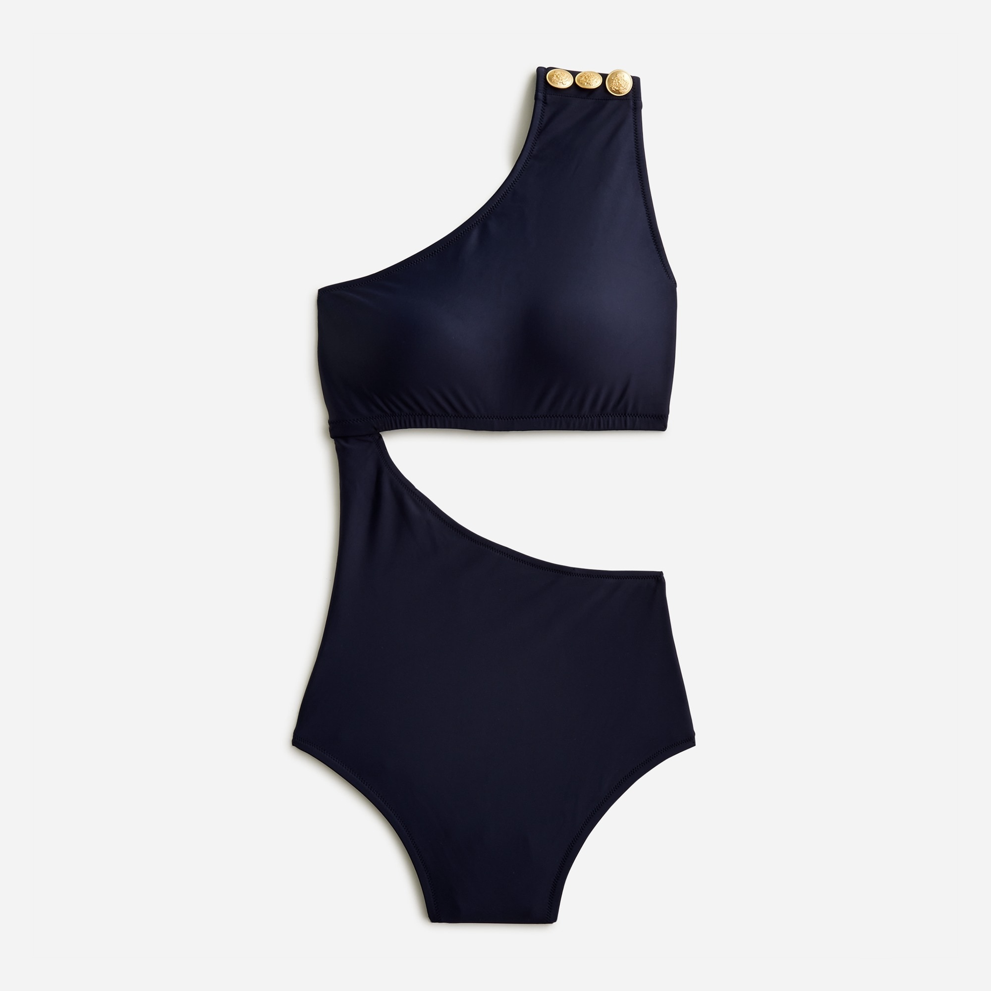 womens Cutout one-piece full-coverage swimsuit with buttons