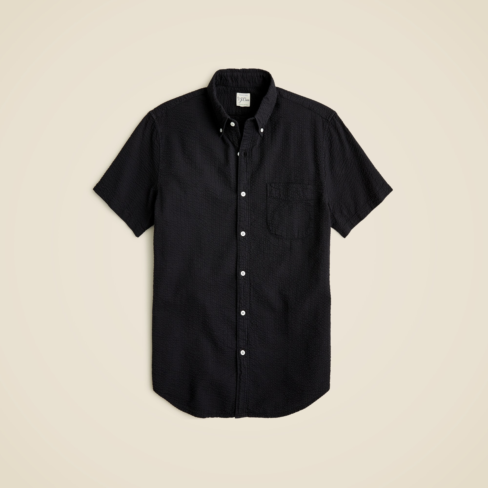  Short-sleeve garment-dyed seersucker shirt