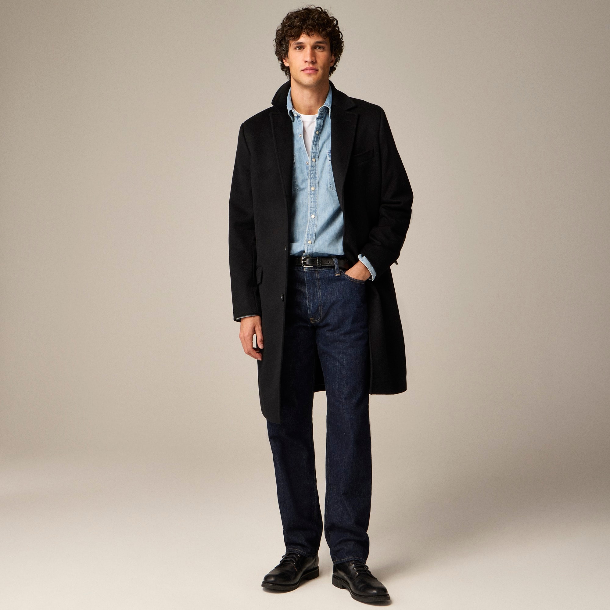 mens Rivington topcoat in Italian wool blend