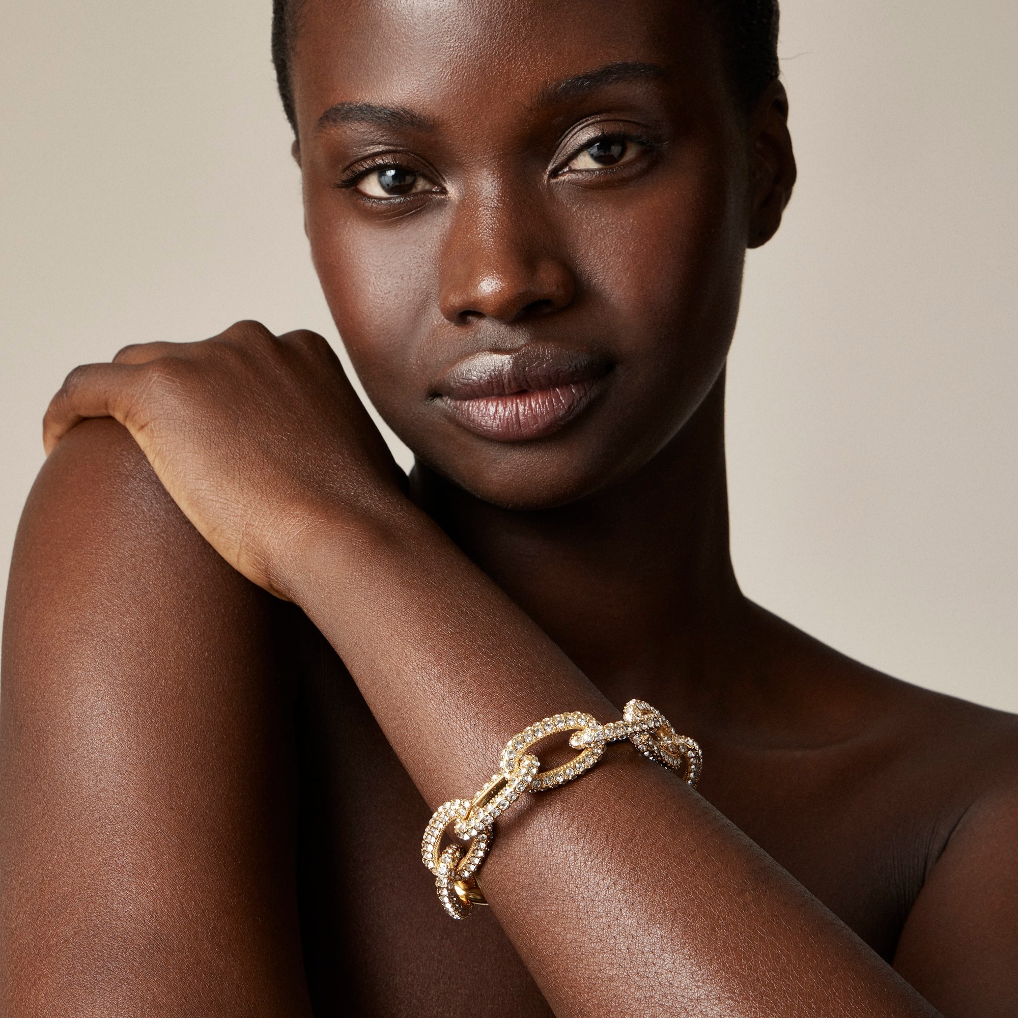 womens Chainlink bracelet with pav&eacute; crystals