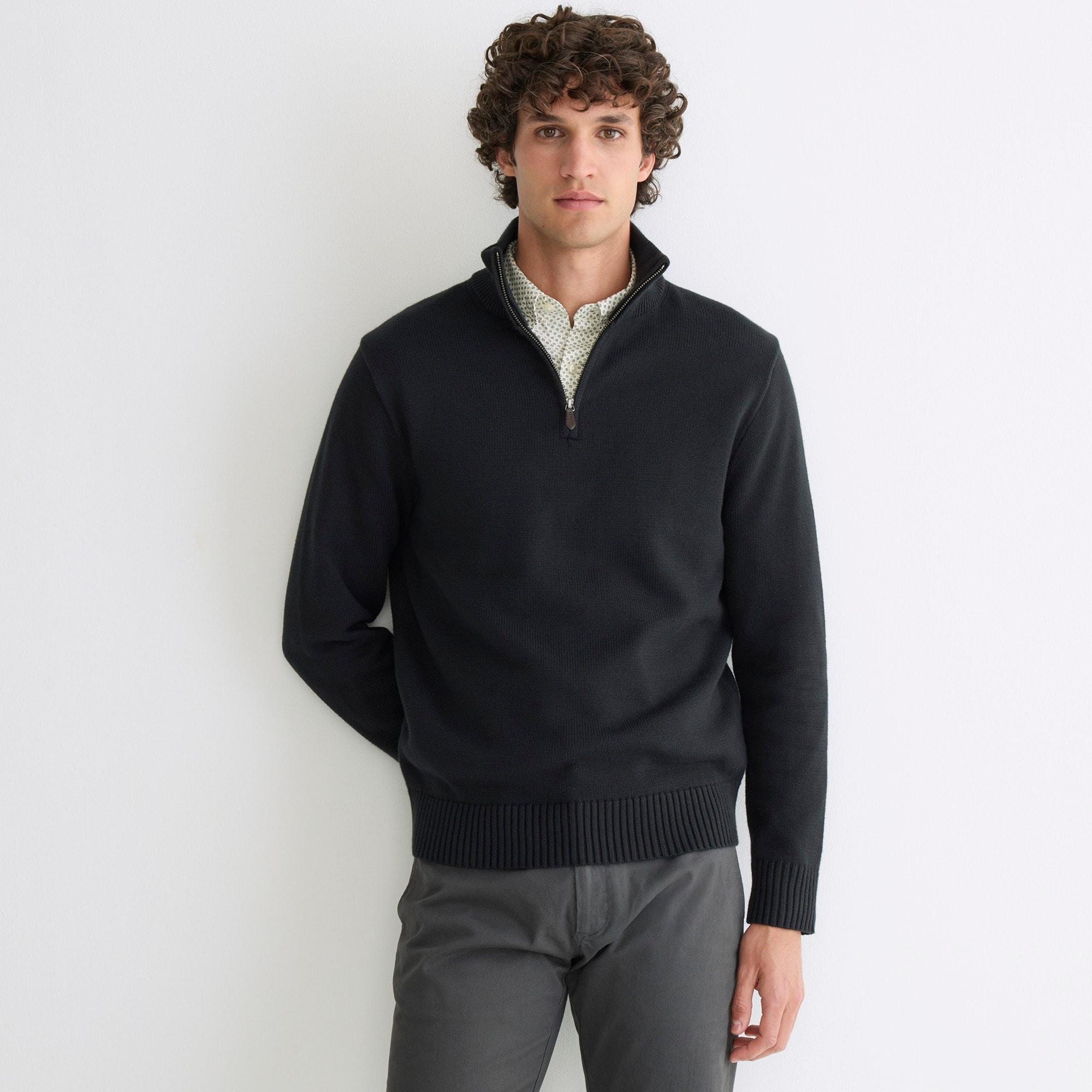 mens Heritage cotton half-zip sweater