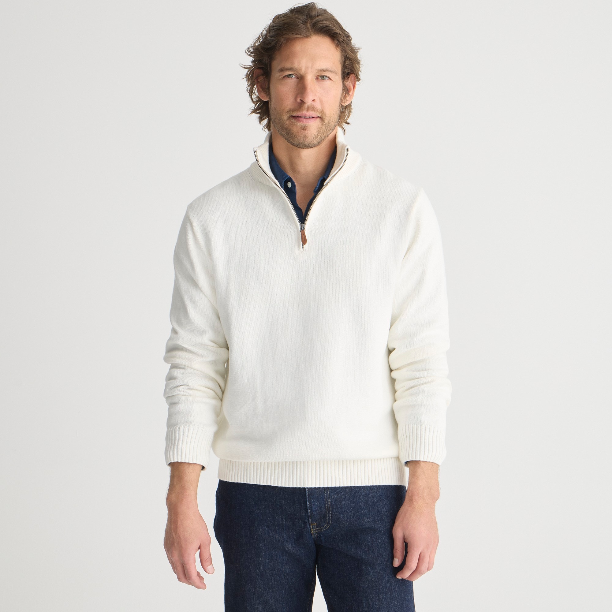 mens Heritage cotton half-zip sweater