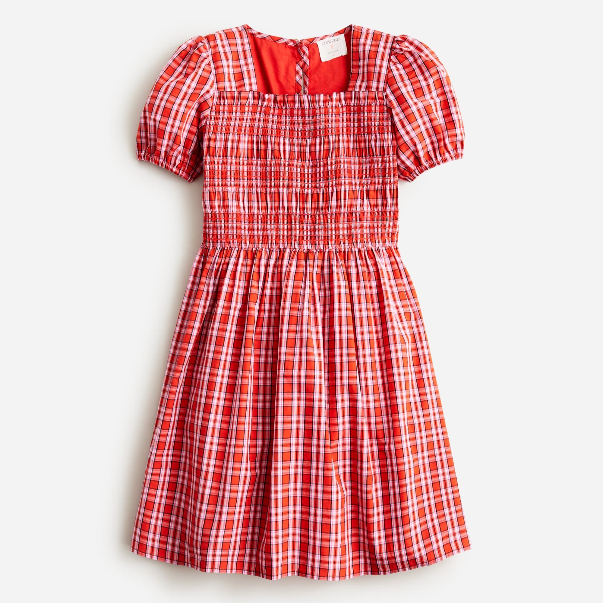  Girls' smocked dress in tiny tartan