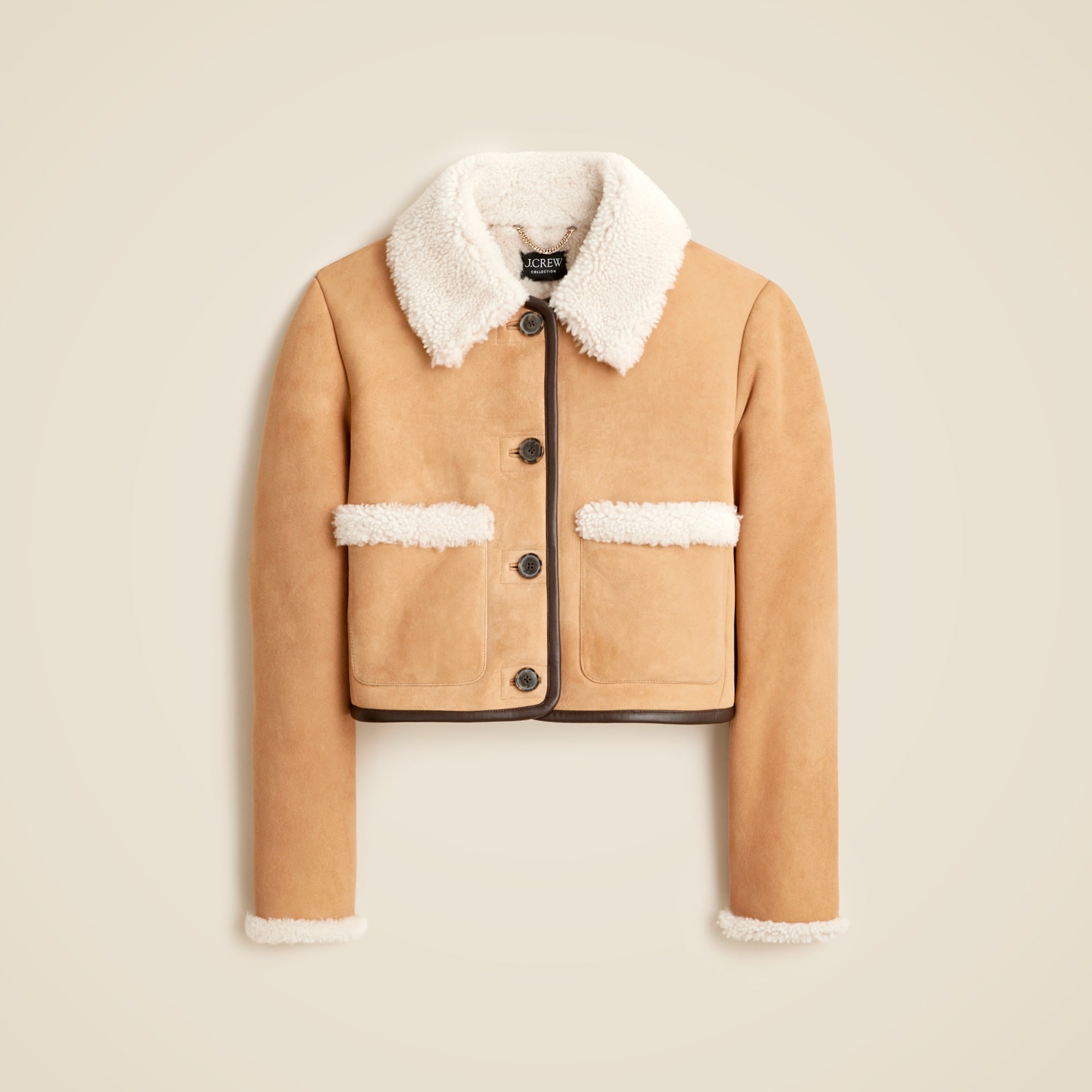 womens Collection limited-edition cropped shearling jacket