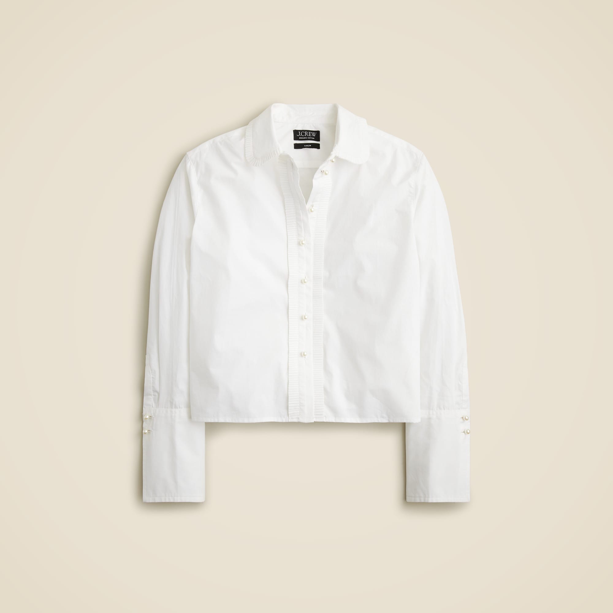  Cropped gar&ccedil;on shirt with pearl buttons