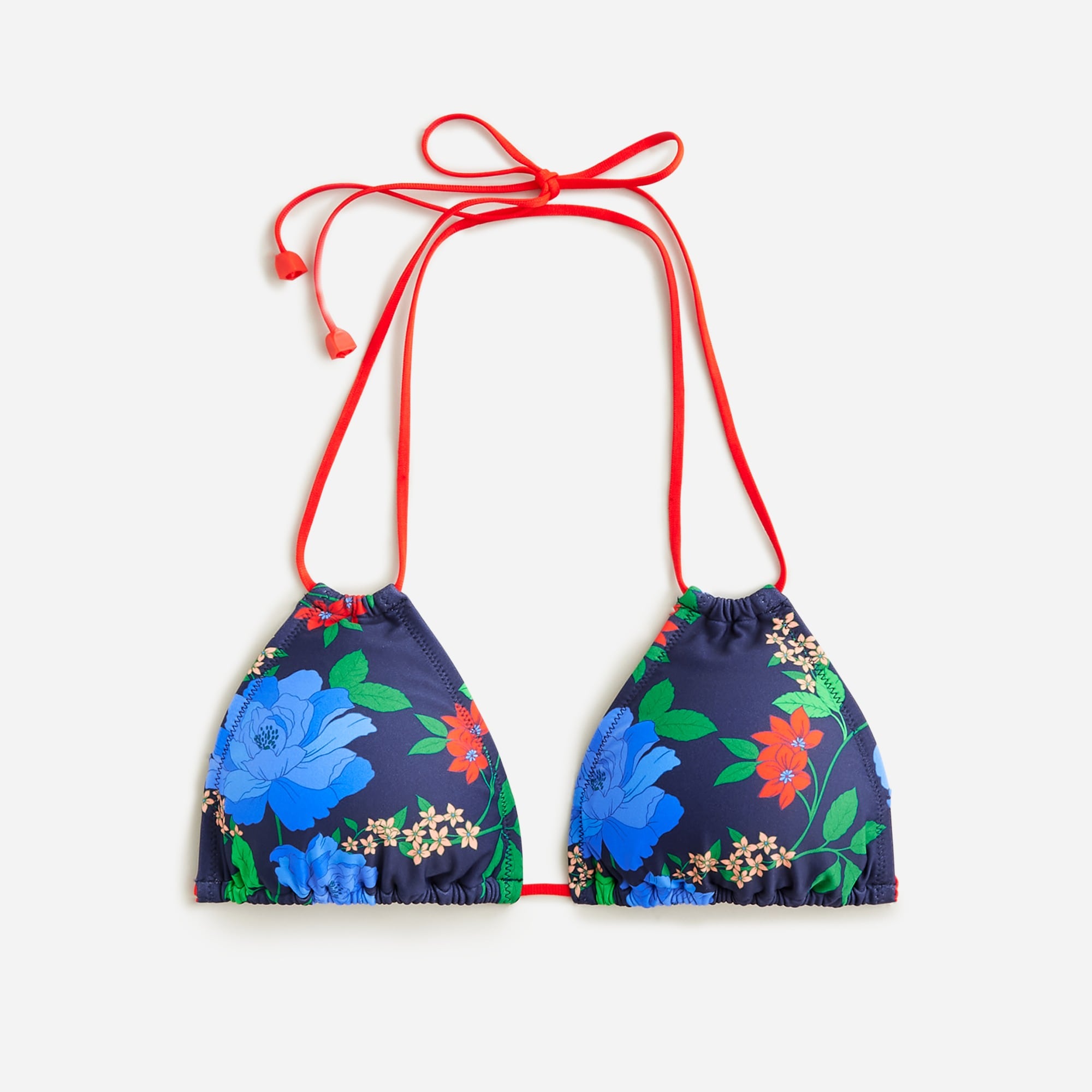  String bikini top in blue peony print