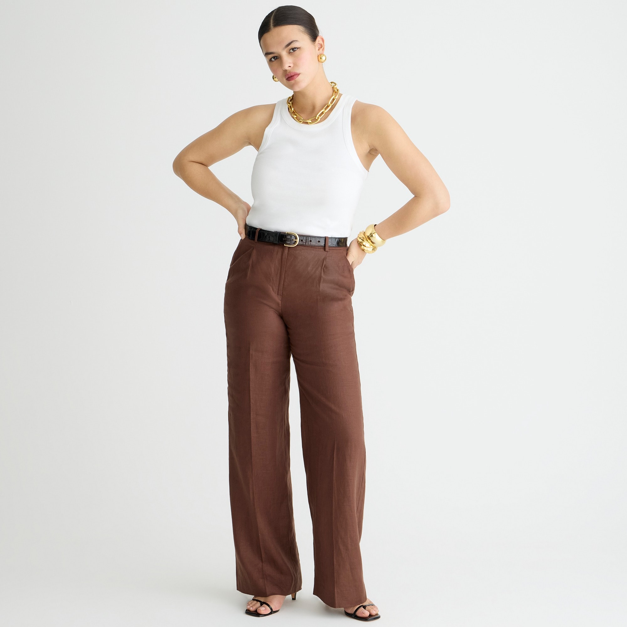 womens Wide-leg essential pant in linen