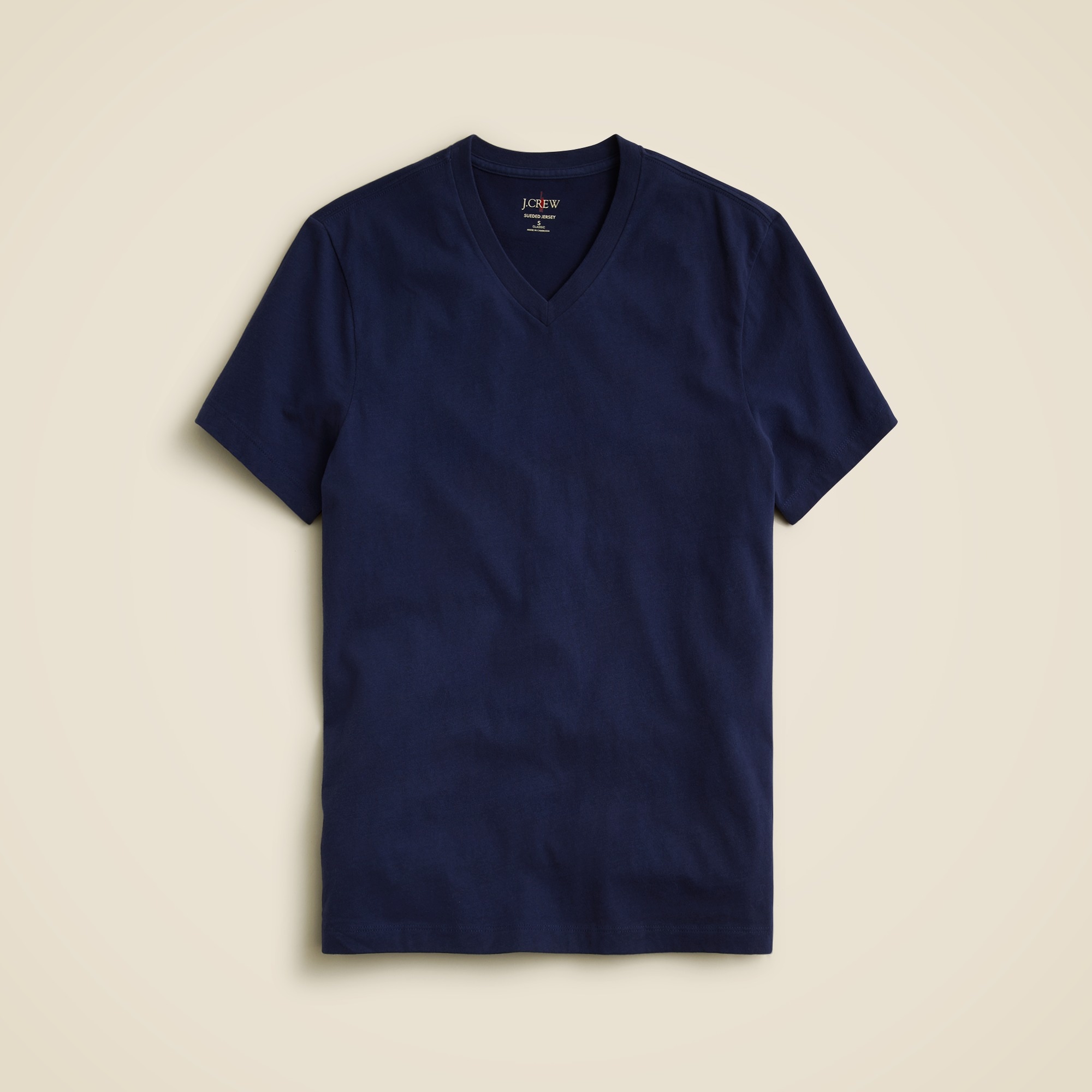  Sueded cotton V-neck T-shirt