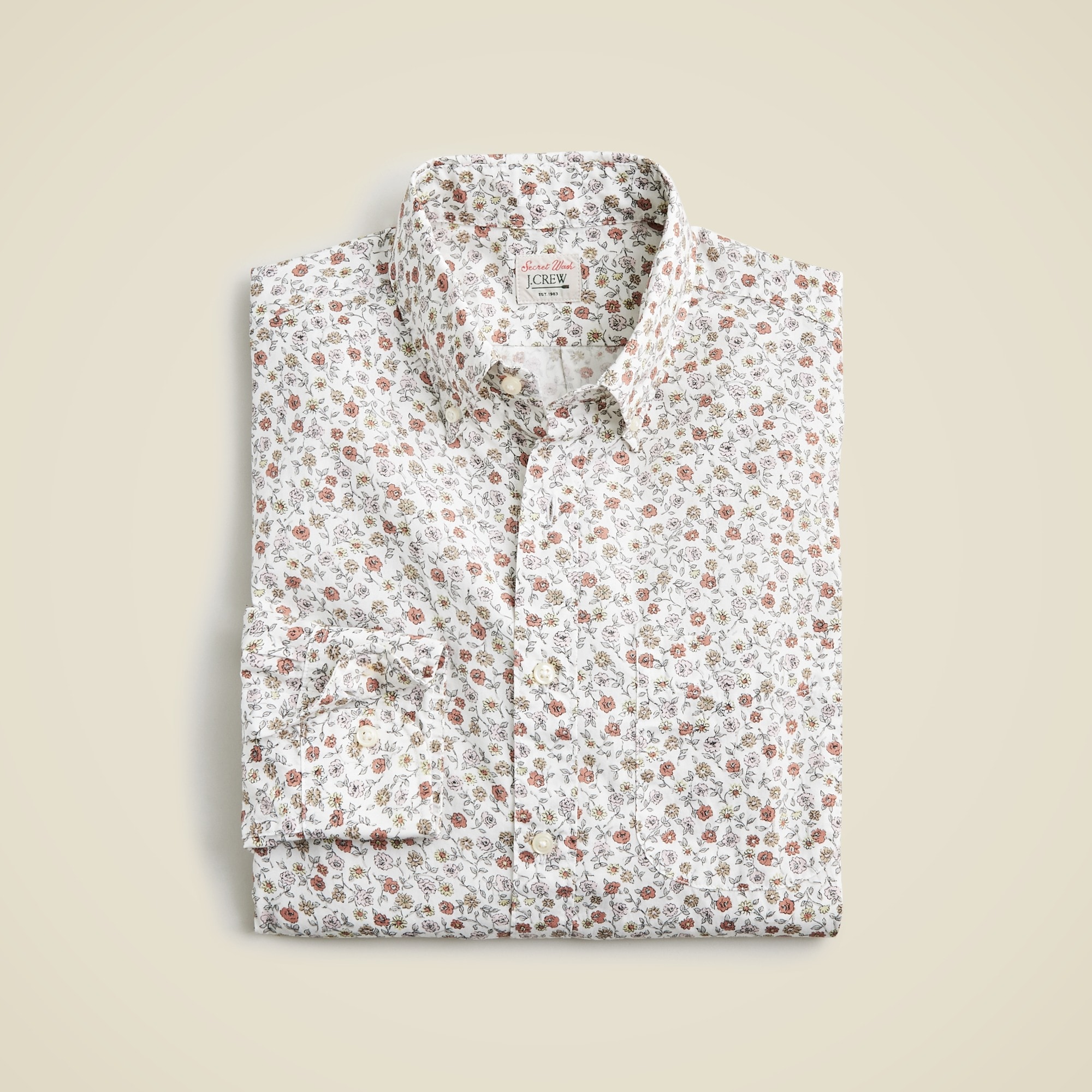 mens Secret Wash cotton poplin shirt in print