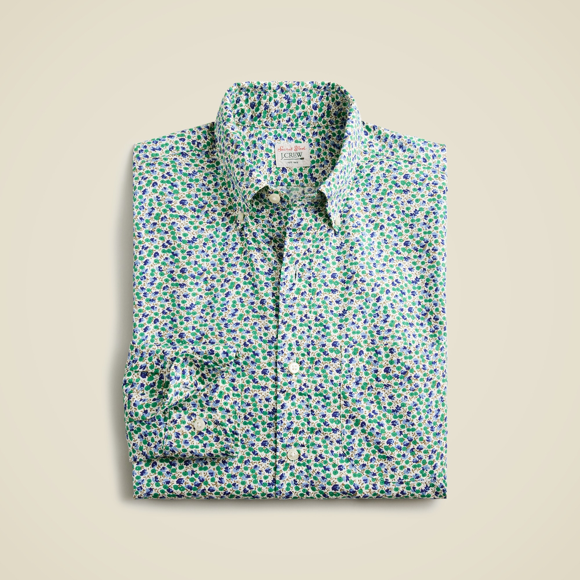 mens Secret Wash cotton poplin shirt in print