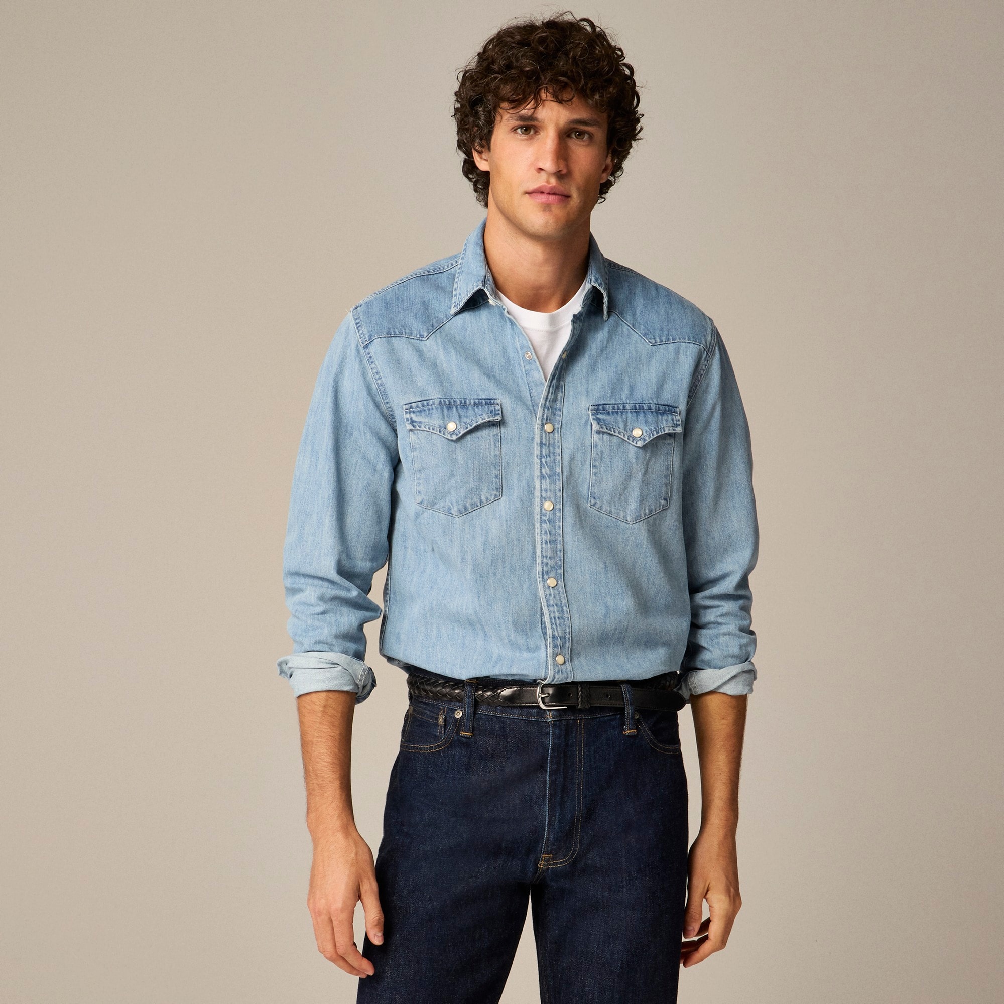 mens Midweight denim western shirt