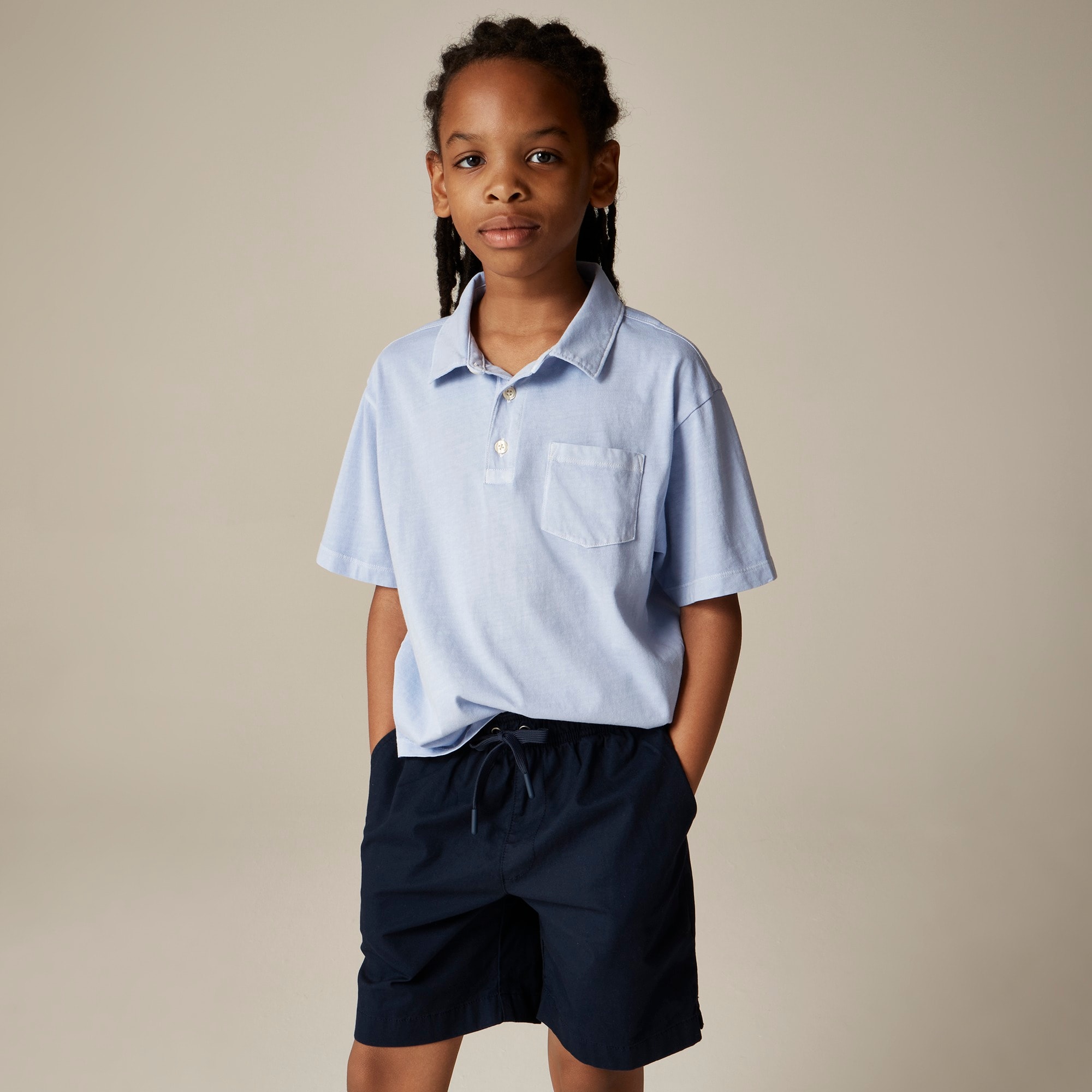 boys Kids' new short-sleeve garment-dyed polo shirt