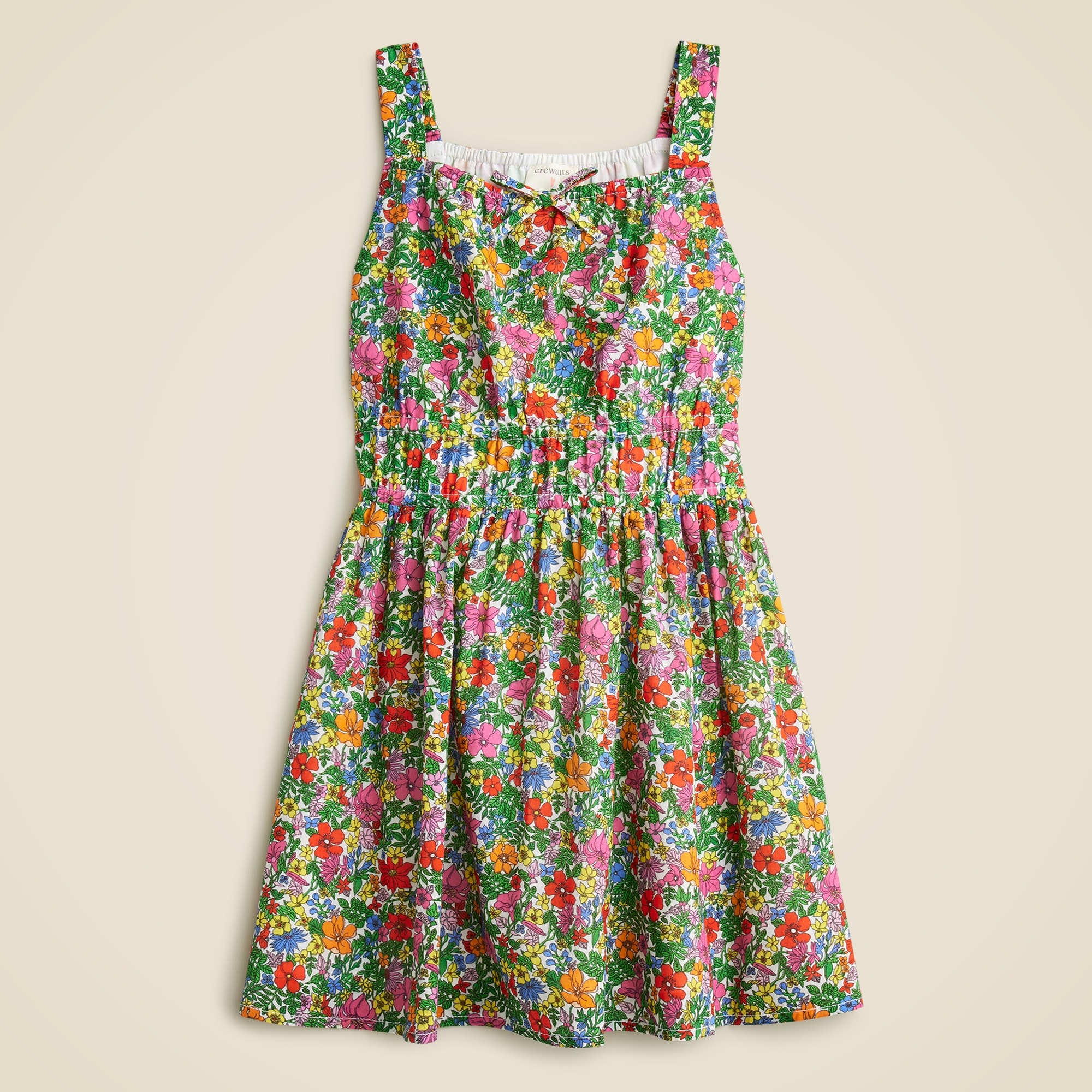  Girls' smocked-waist dress in floral cotton voile