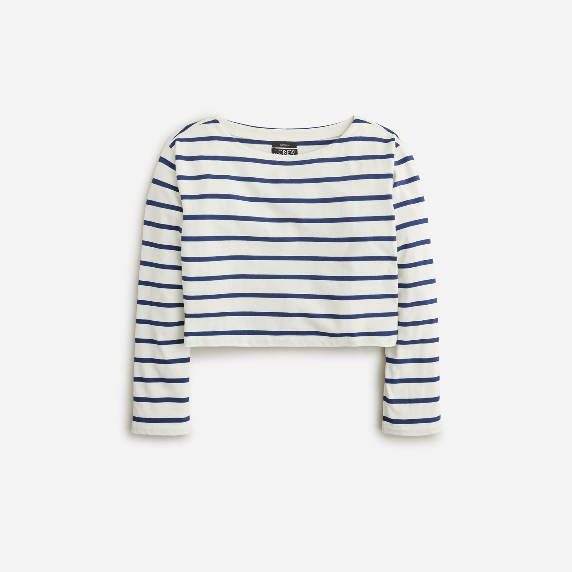  Cropped boatneck T-shirt in mariner cotton