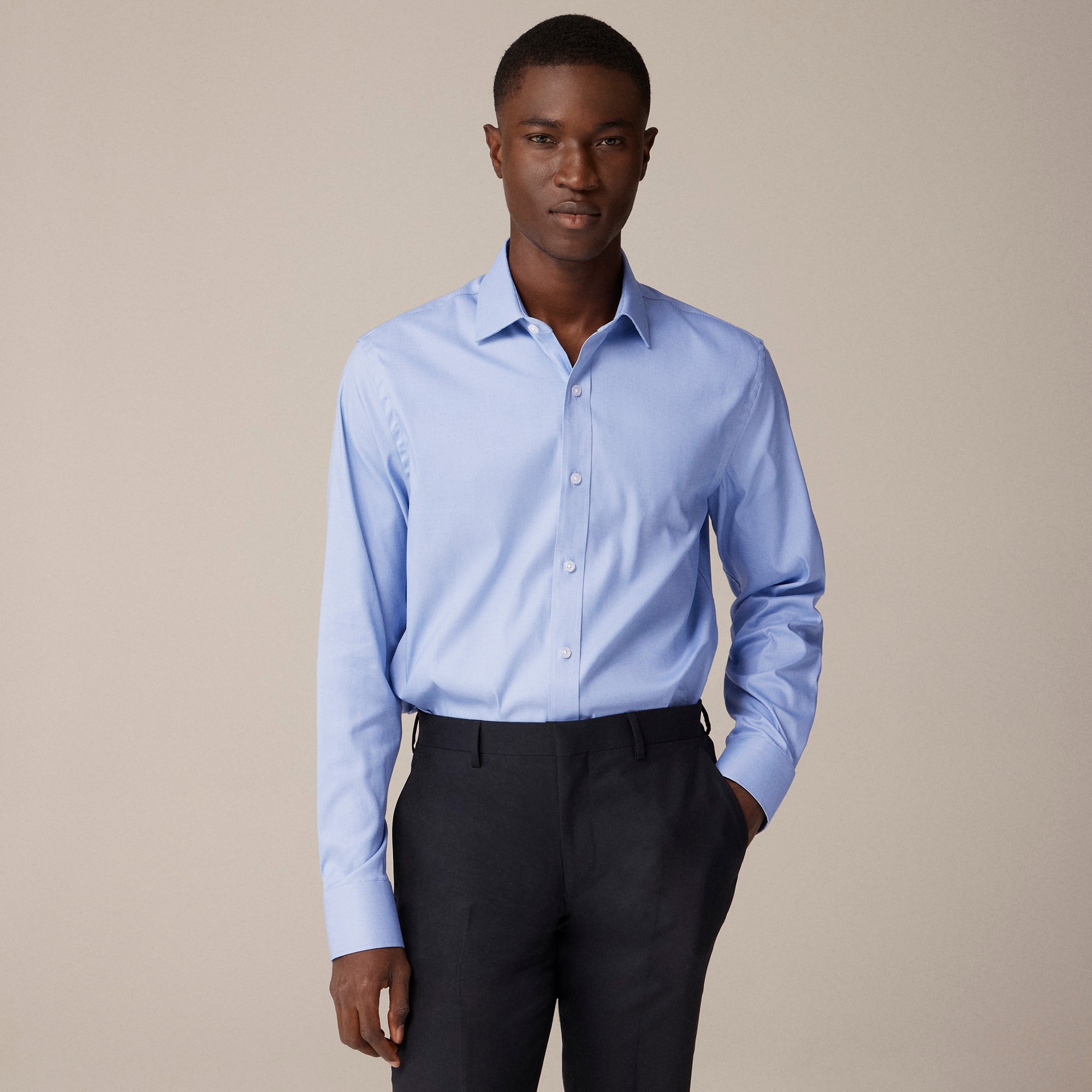 mens Bowery performance stretch dress shirt with spread collar