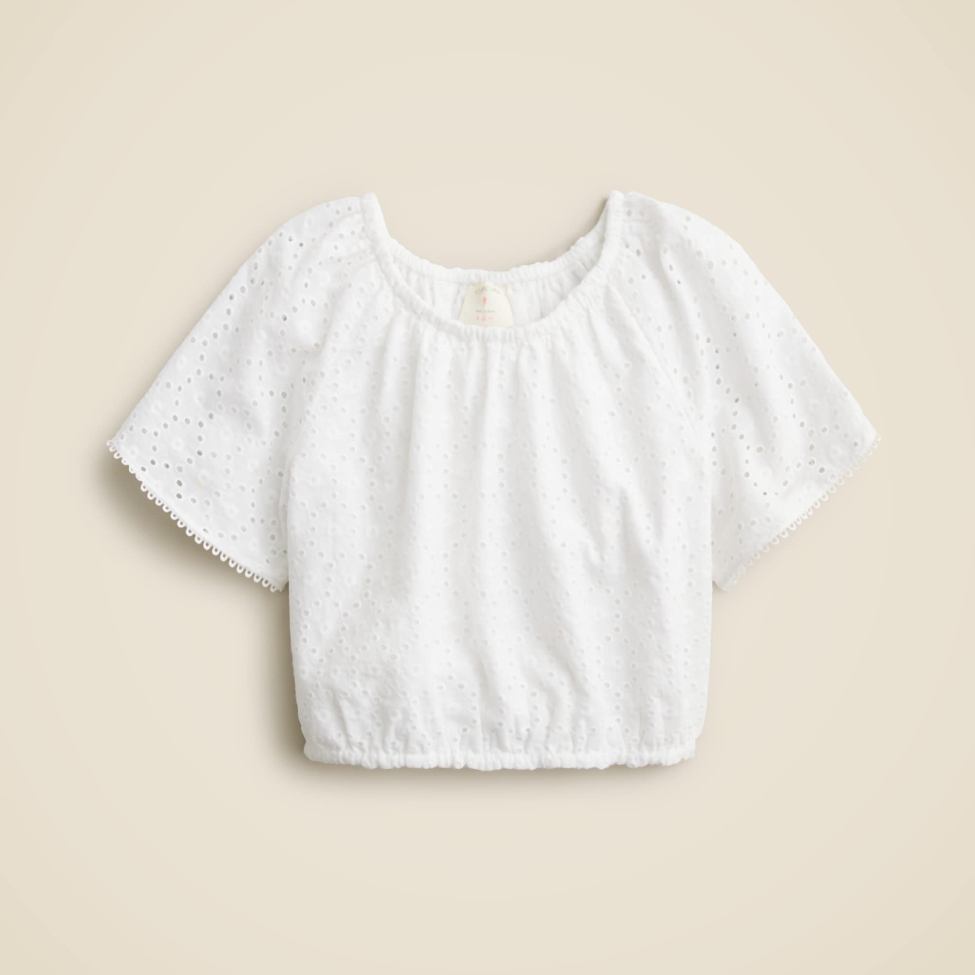 girls Girls' gathered top in eyelet