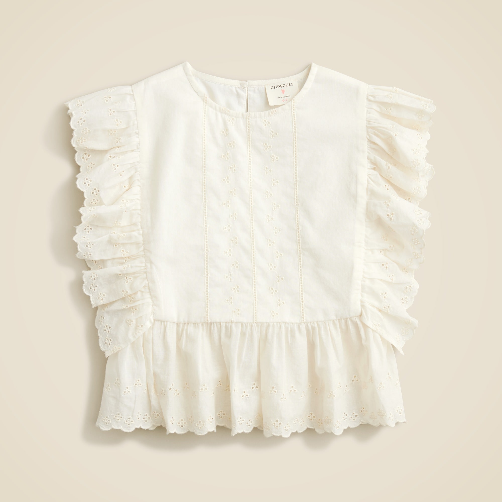  Girls' eyelet top in cotton voile