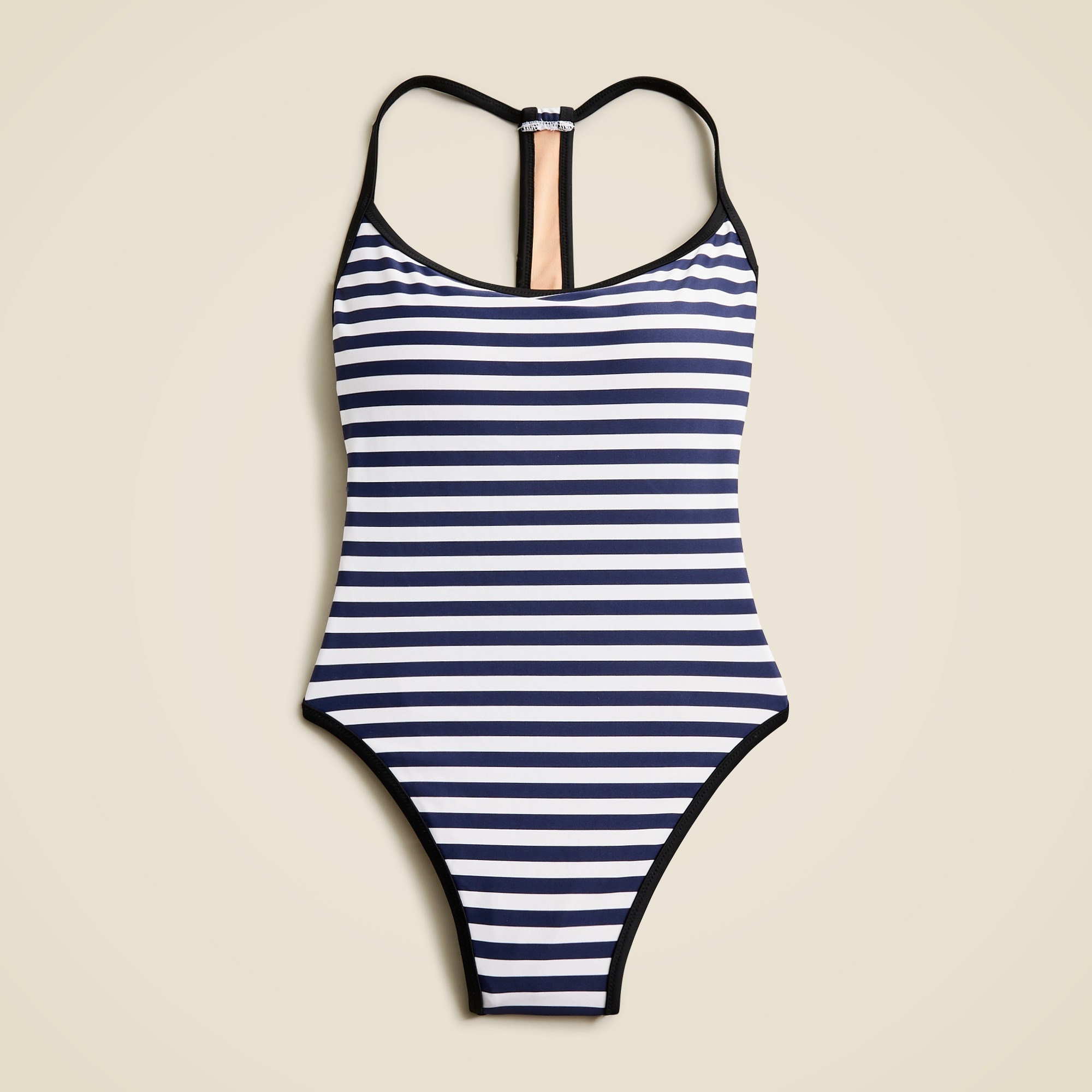  Racerback scoopneck one-piece swimsuit in stripe