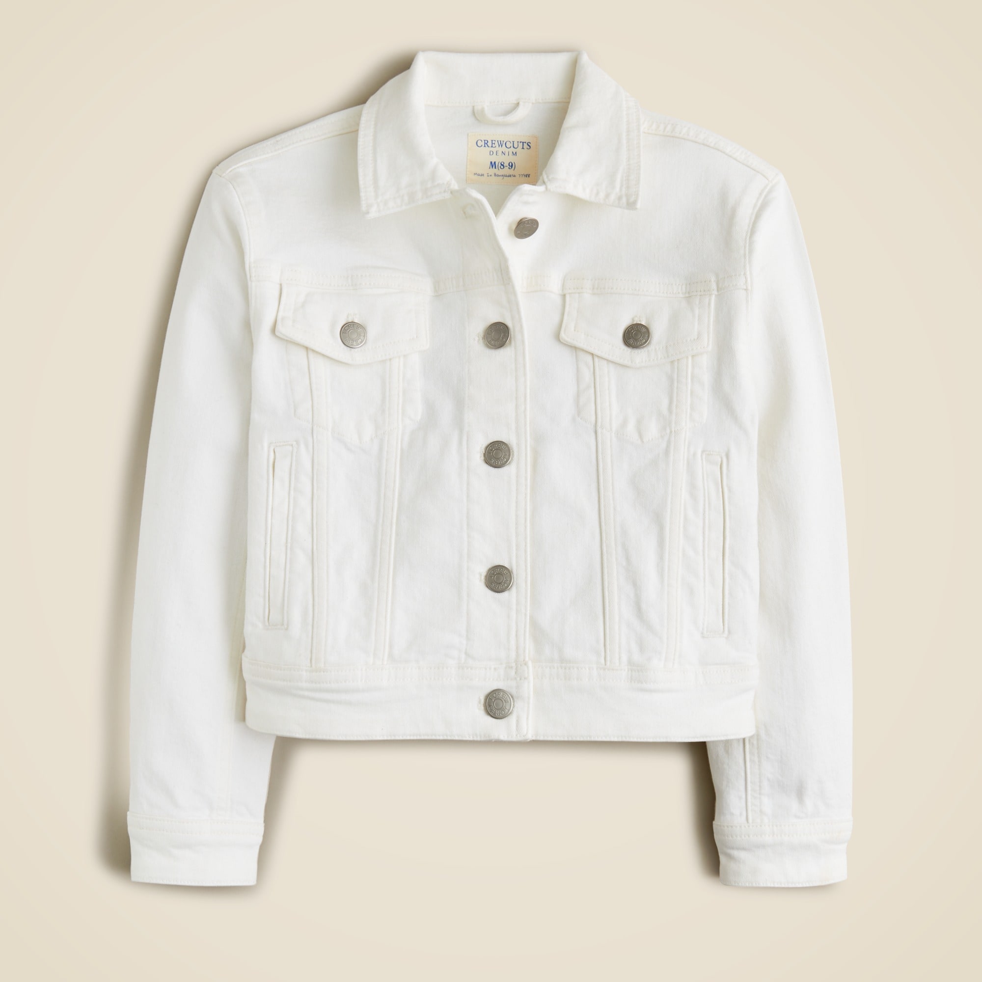 girls Girls' cropped denim trucker jacket in white