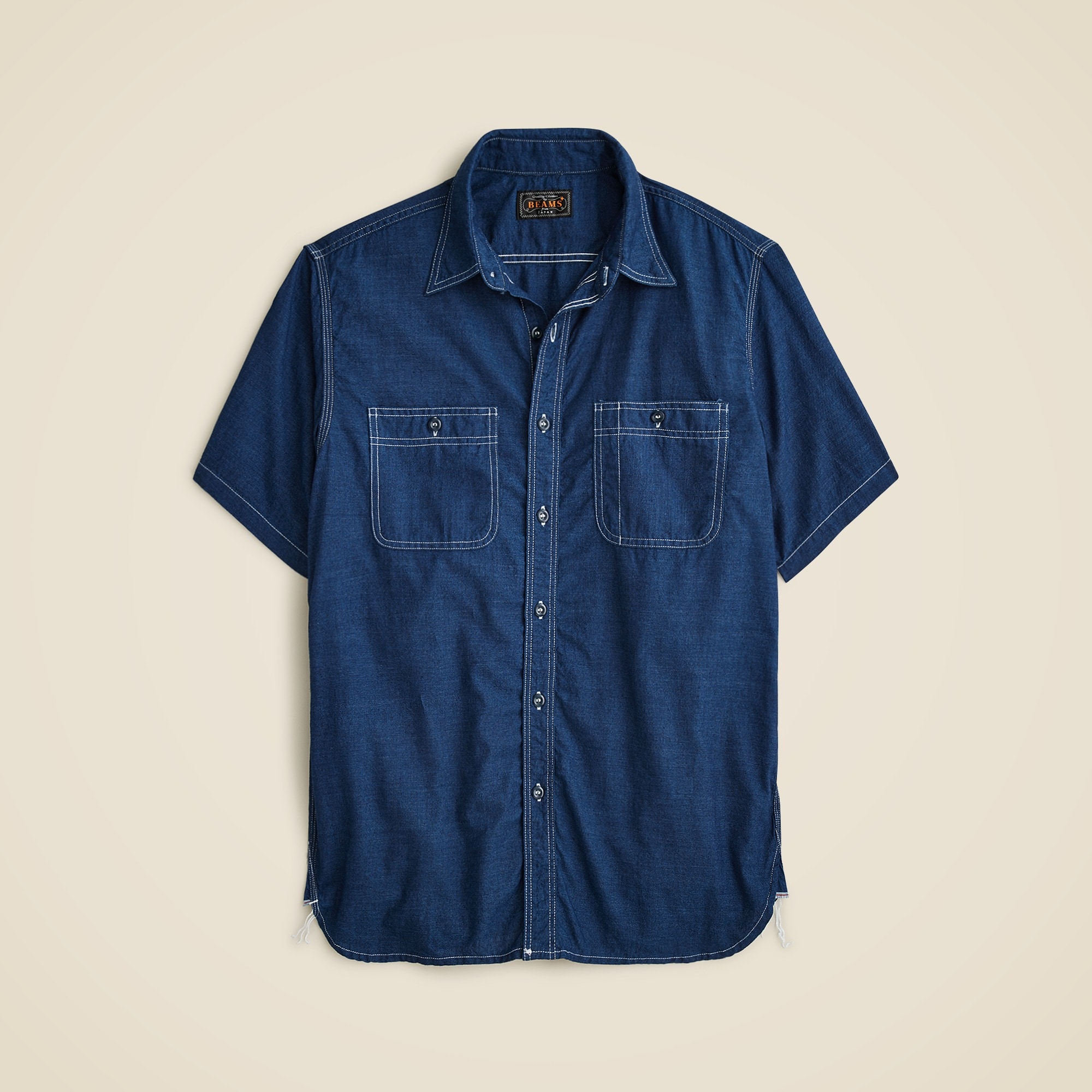 mens BEAMS PLUS short-sleeve chambray workshirt