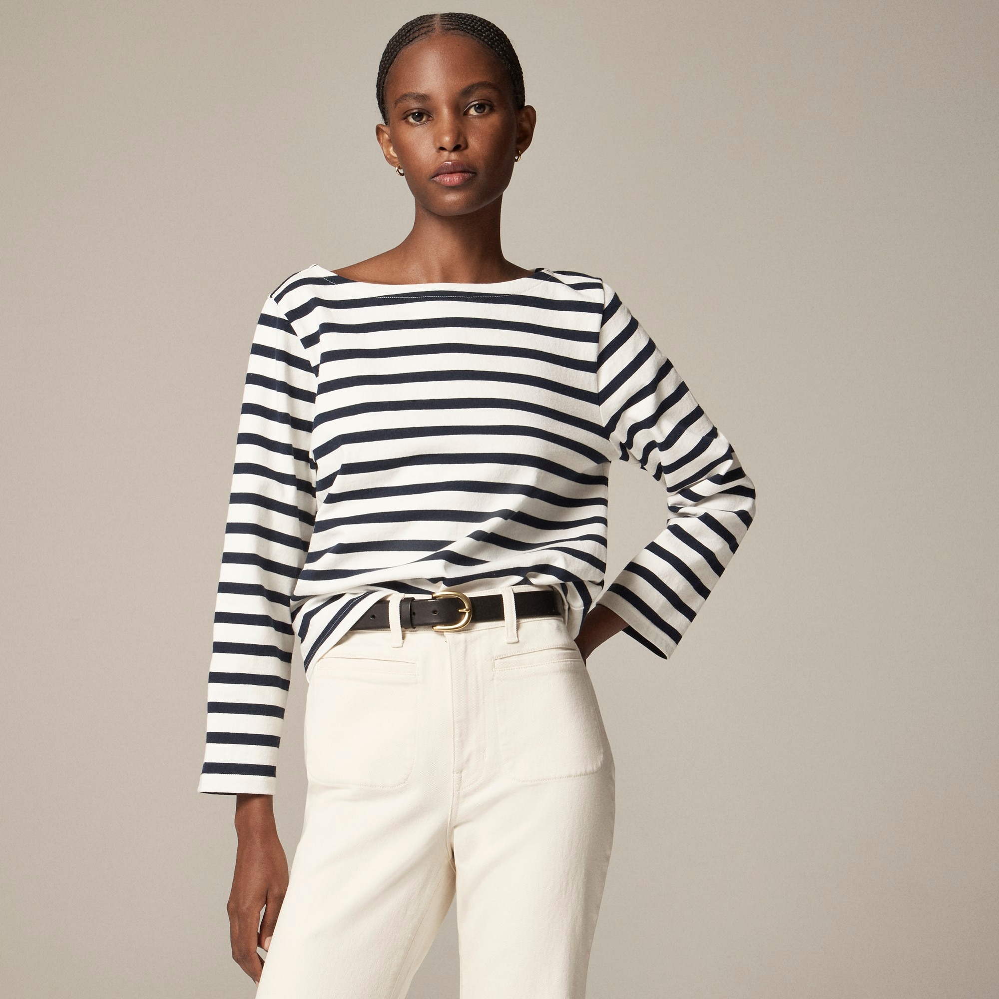 womens Classic mariner cloth boatneck T-shirt in stripe