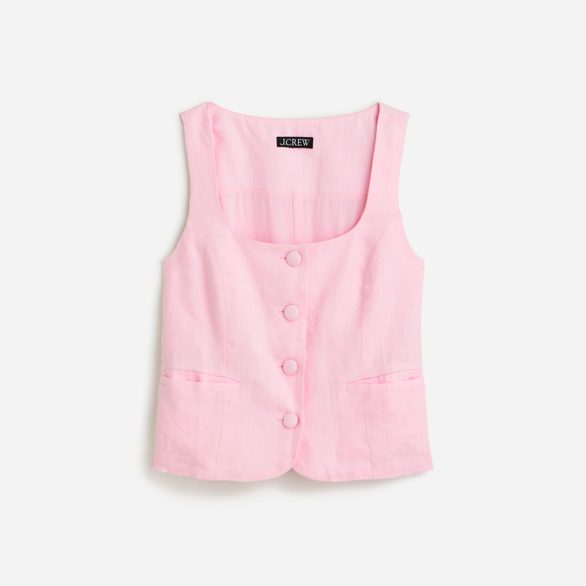  Scoopneck linen-blend vest