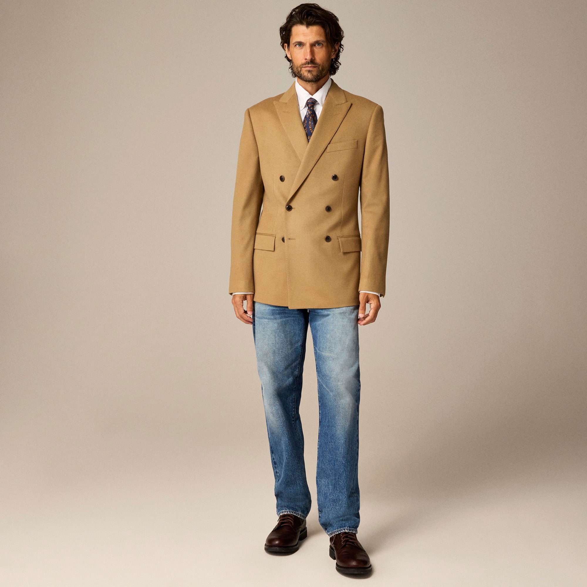 mens Ludlow Slim-fit double-breasted blazer in Italian wool doeskin