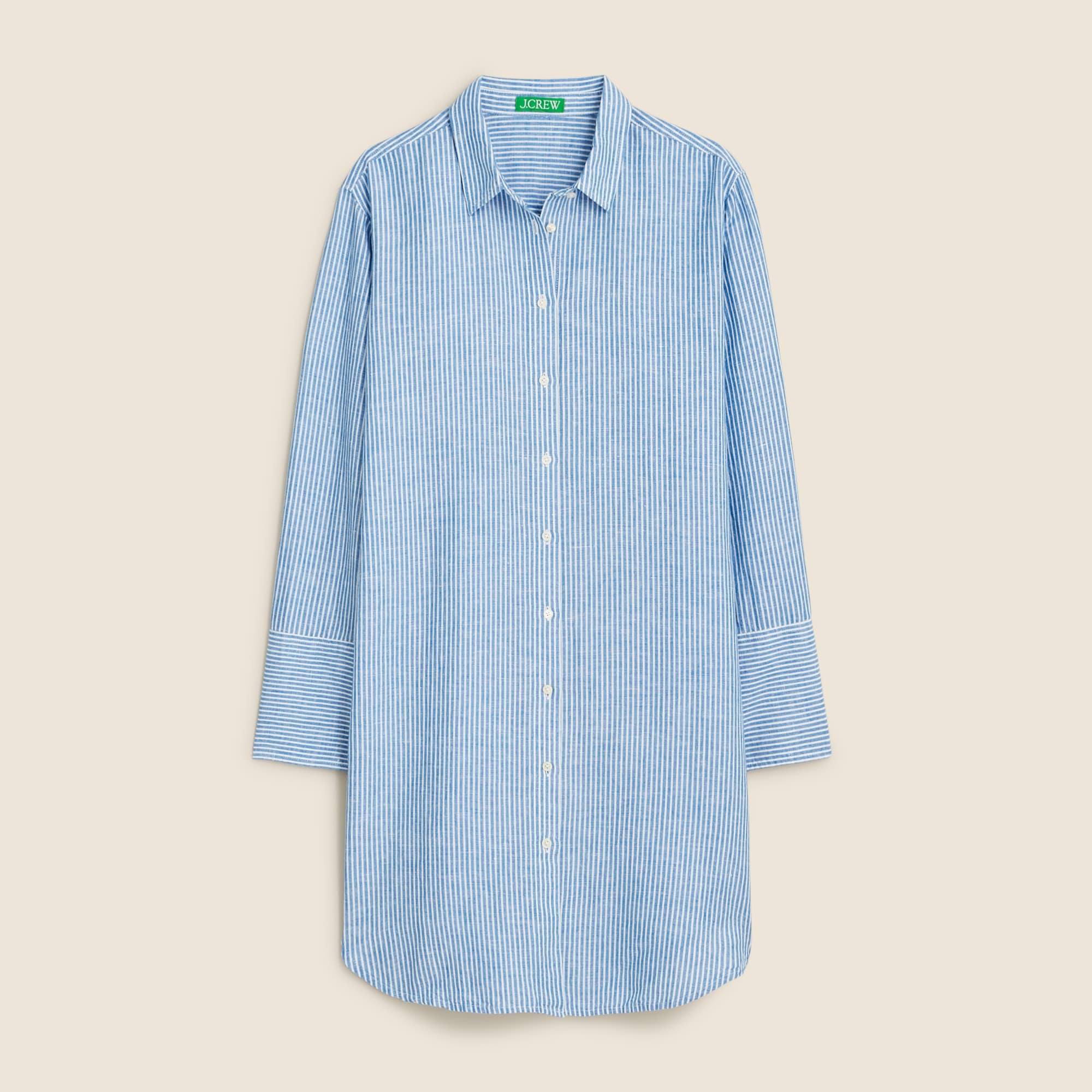  Relaxed-fit beach shirt in striped linen-cotton blend