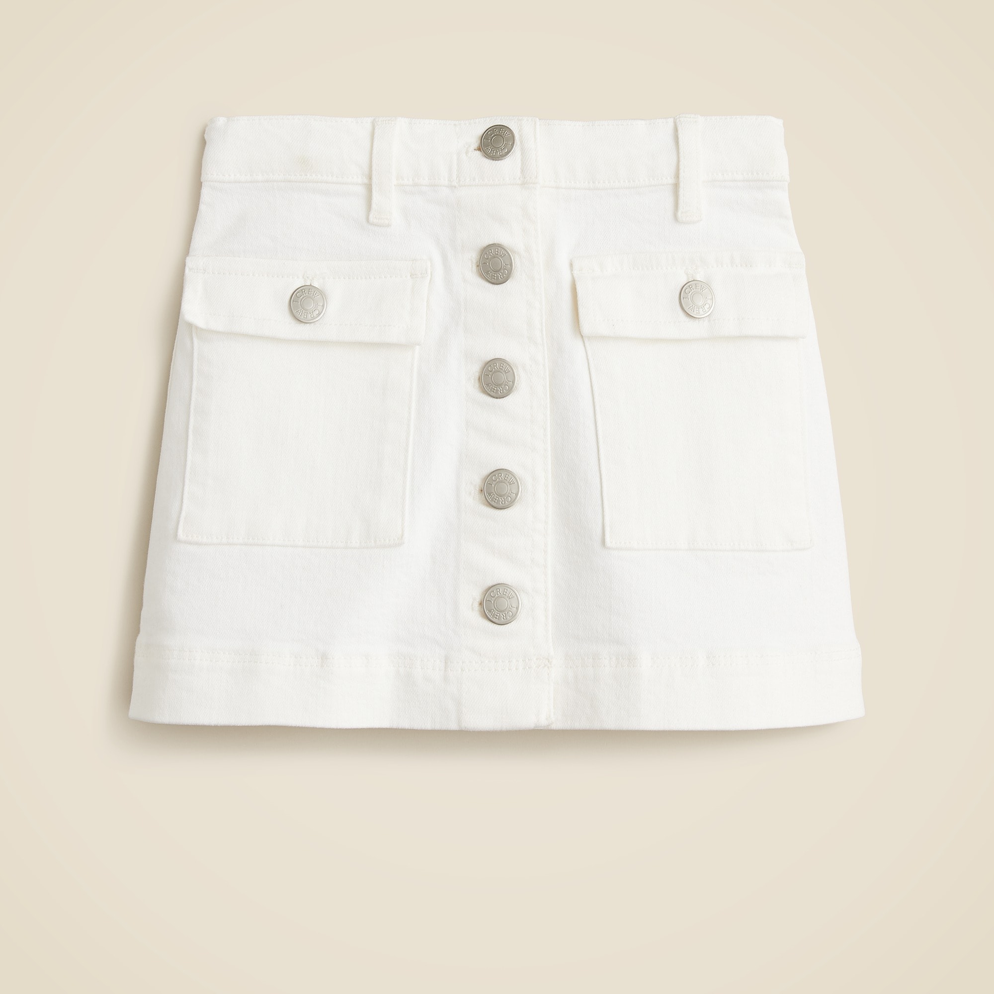  Girls' button-front denim mini skirt in white