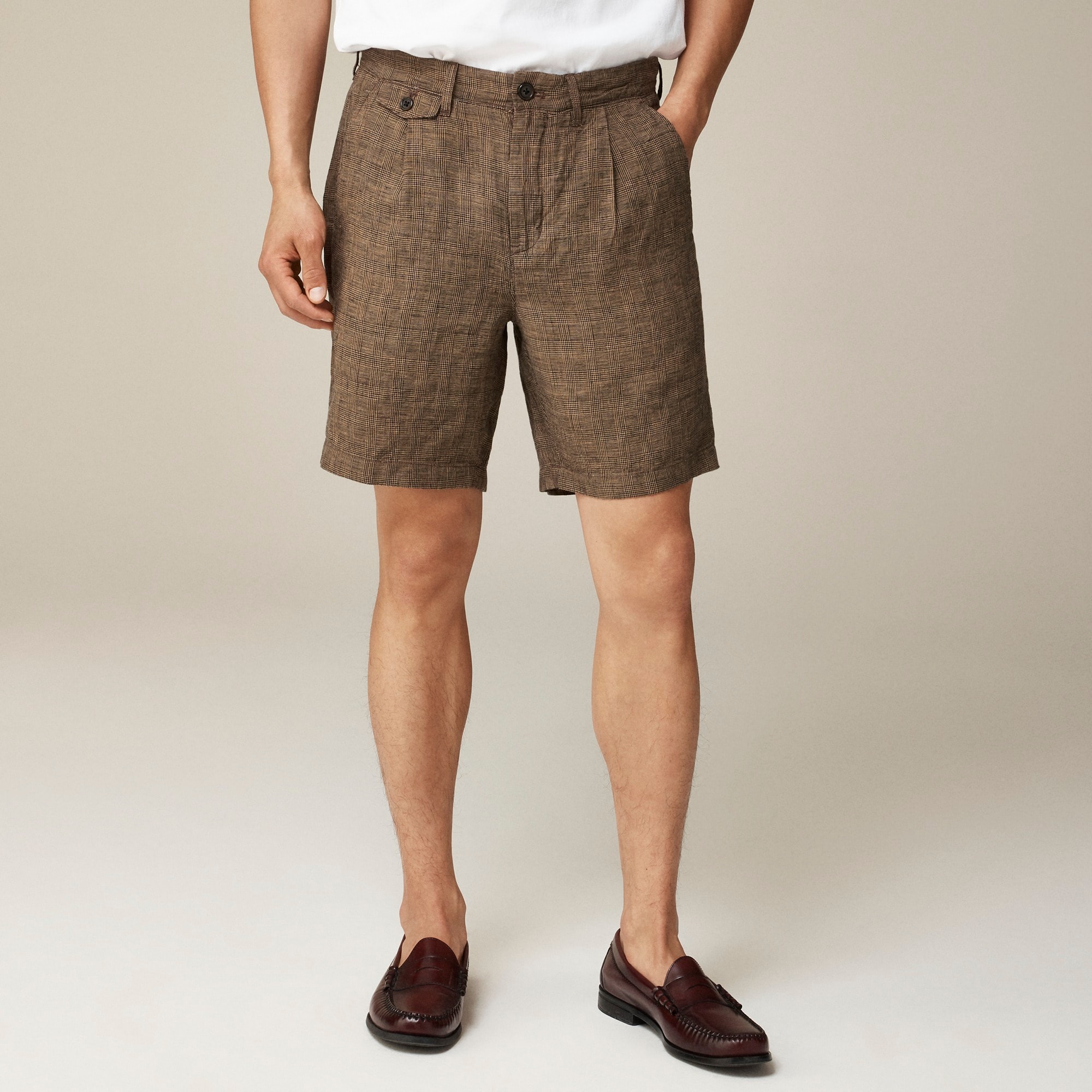 mens 7.5'' pleated linen short