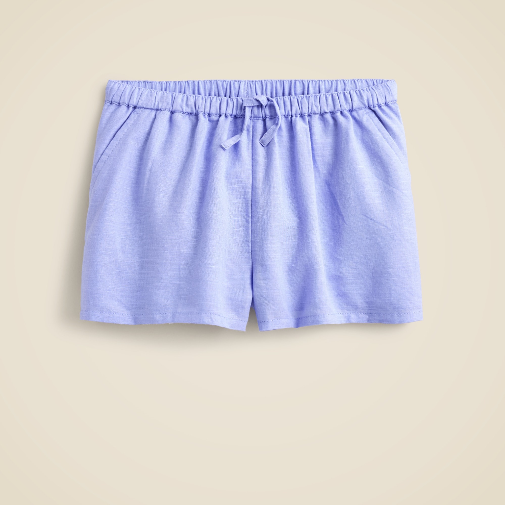  Girls' pull-on short in linen-cotton blend