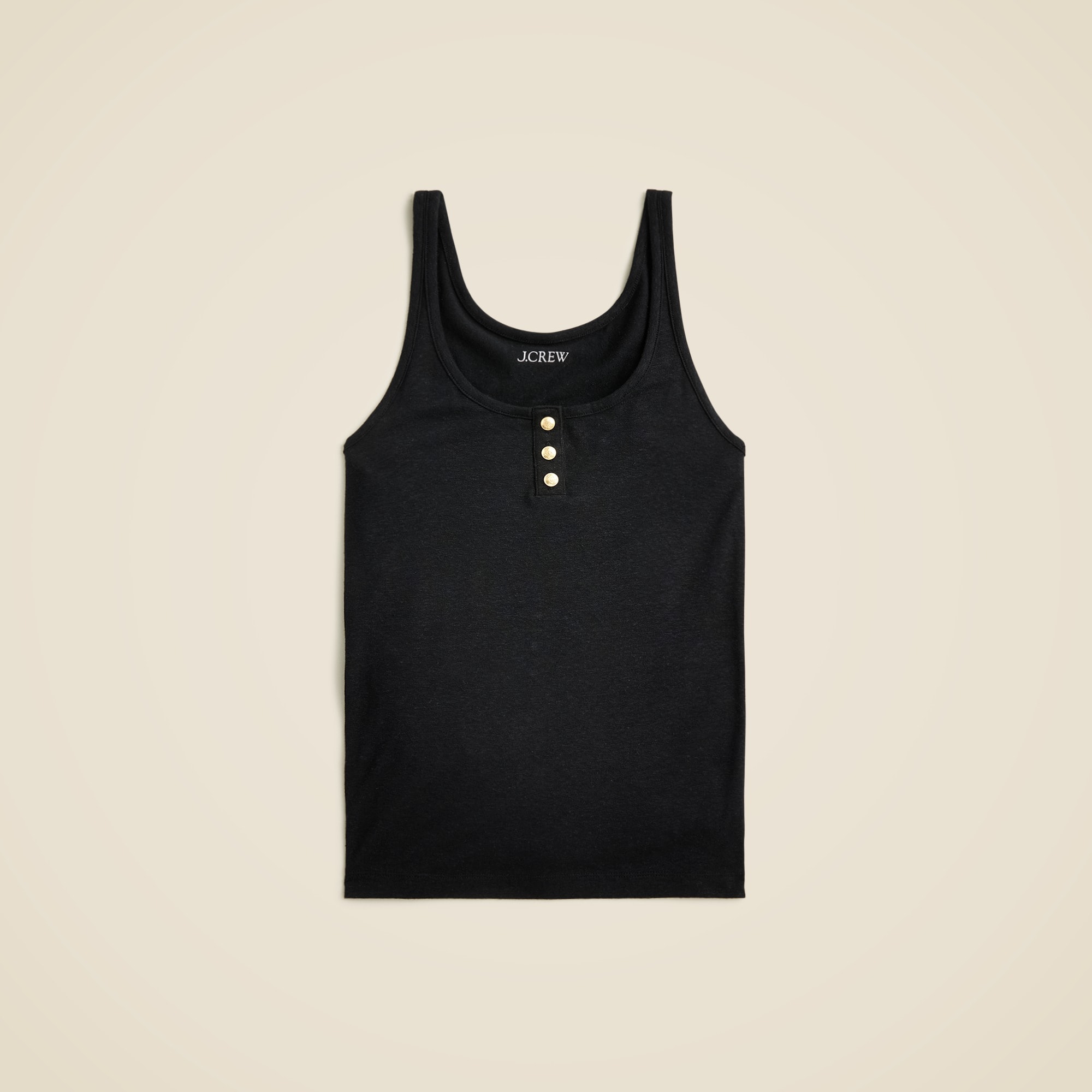  Henley tank top in stretch linen blend