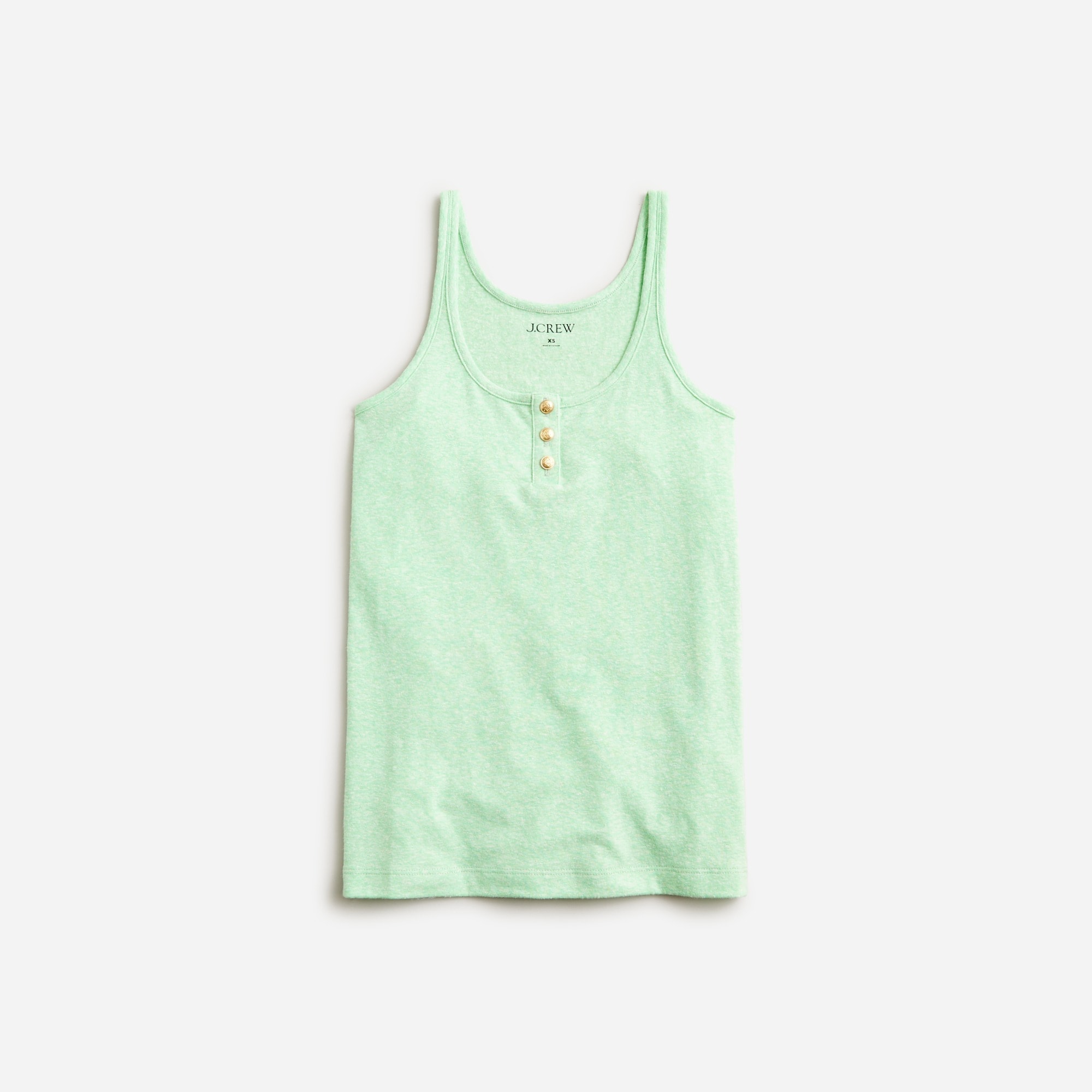  Henley tank top in stretch linen blend