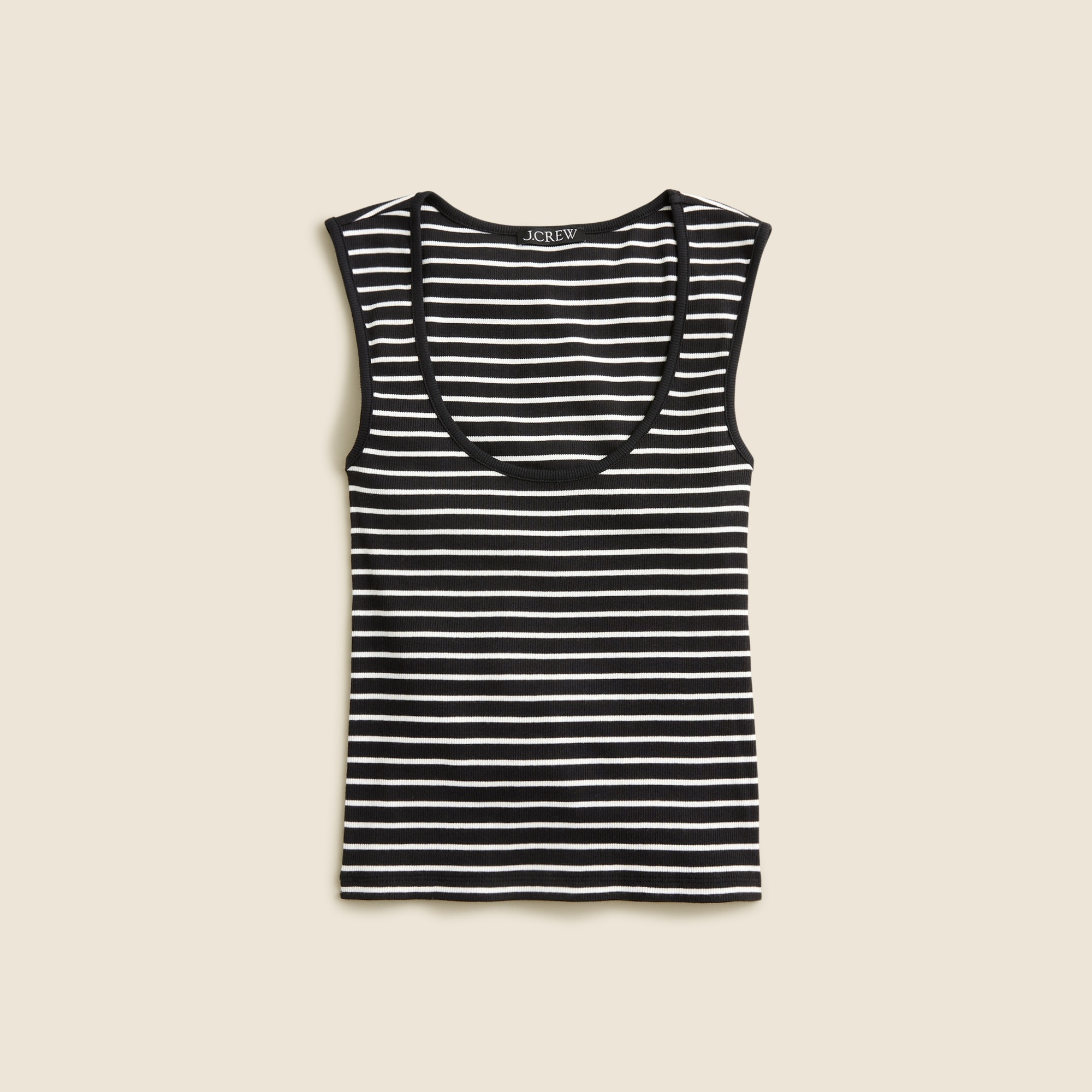  Cropped fine rib scoopneck tank top in stripe