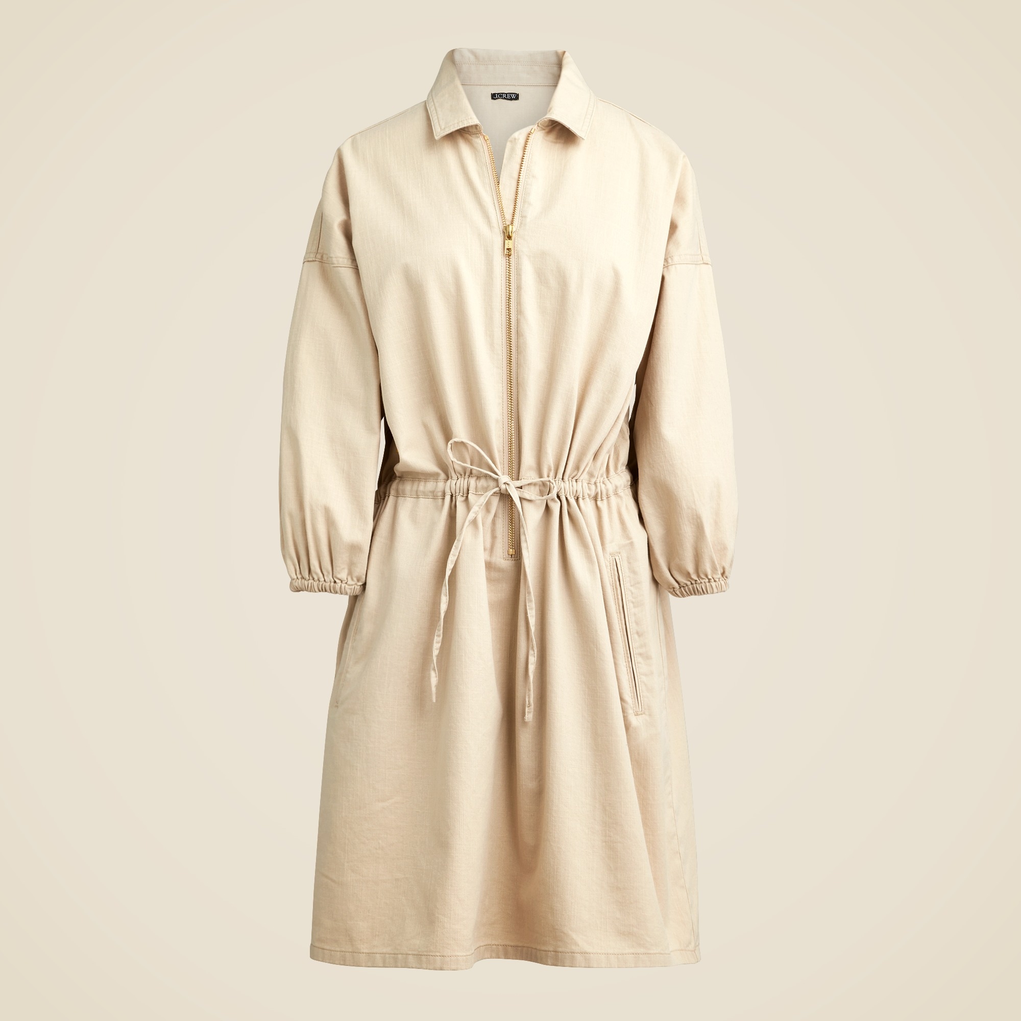  Cinched zip-up dress in drapey cotton